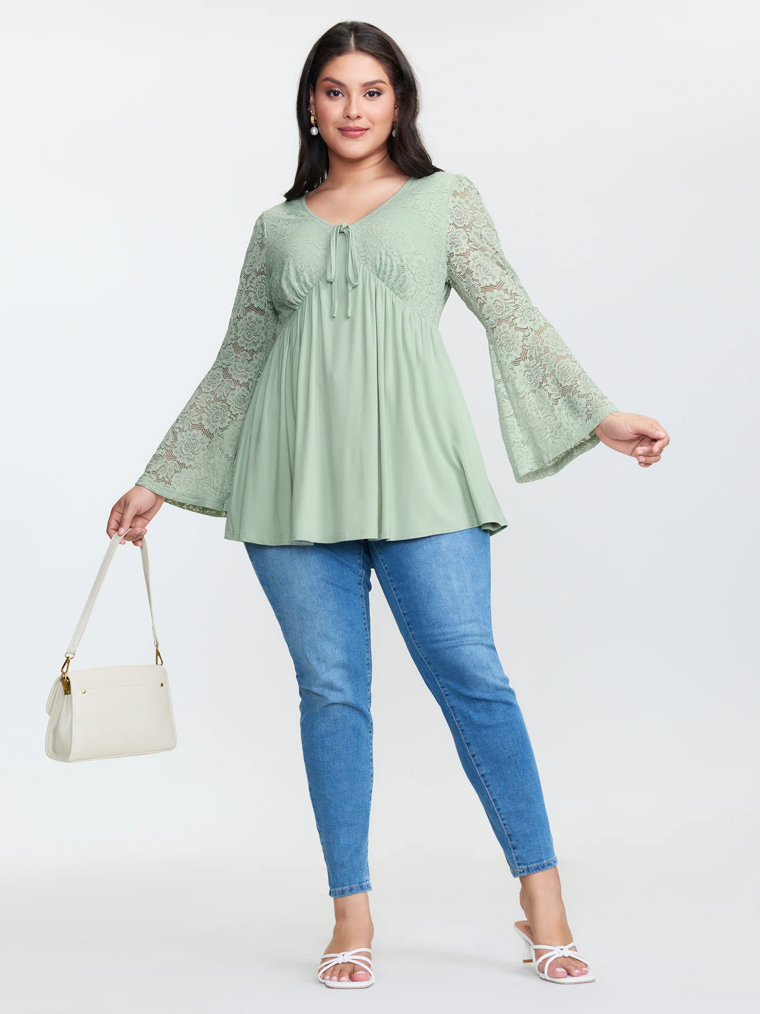 Tunic Waist-Tie Flowy Knit Top - Image 3