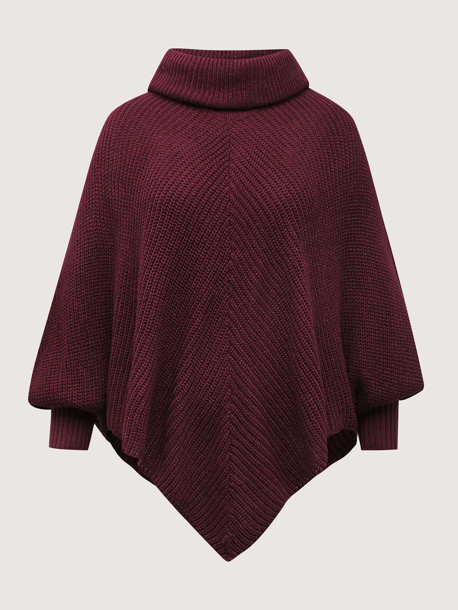 Turtle Neck Batwing Sleeve Asymmetrical Hem Pullover - Image 8