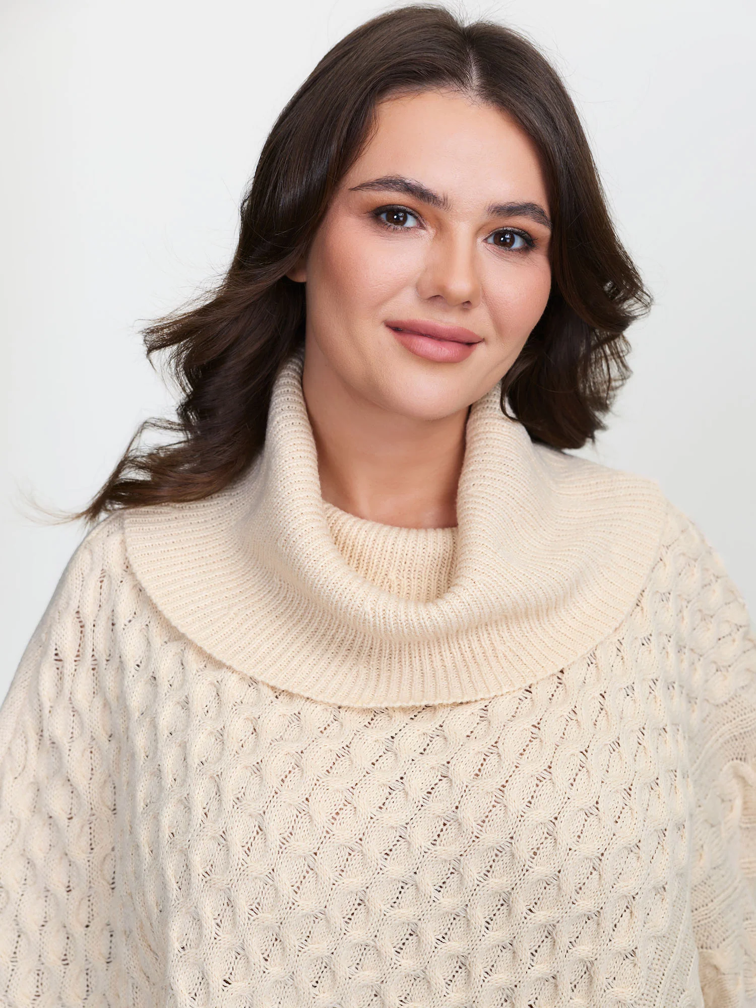 Turtleneck Cableknit Batwing Sleeve Pullover - Image 2