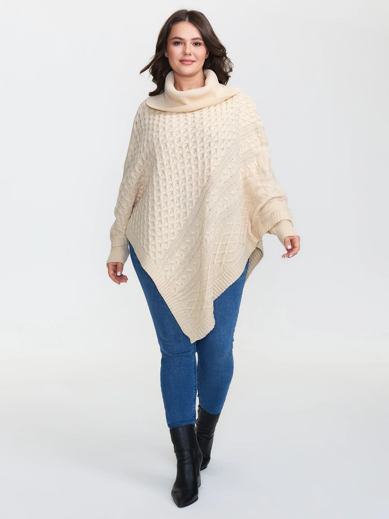 Turtleneck Cableknit Batwing Sleeve Pullover - Image 3