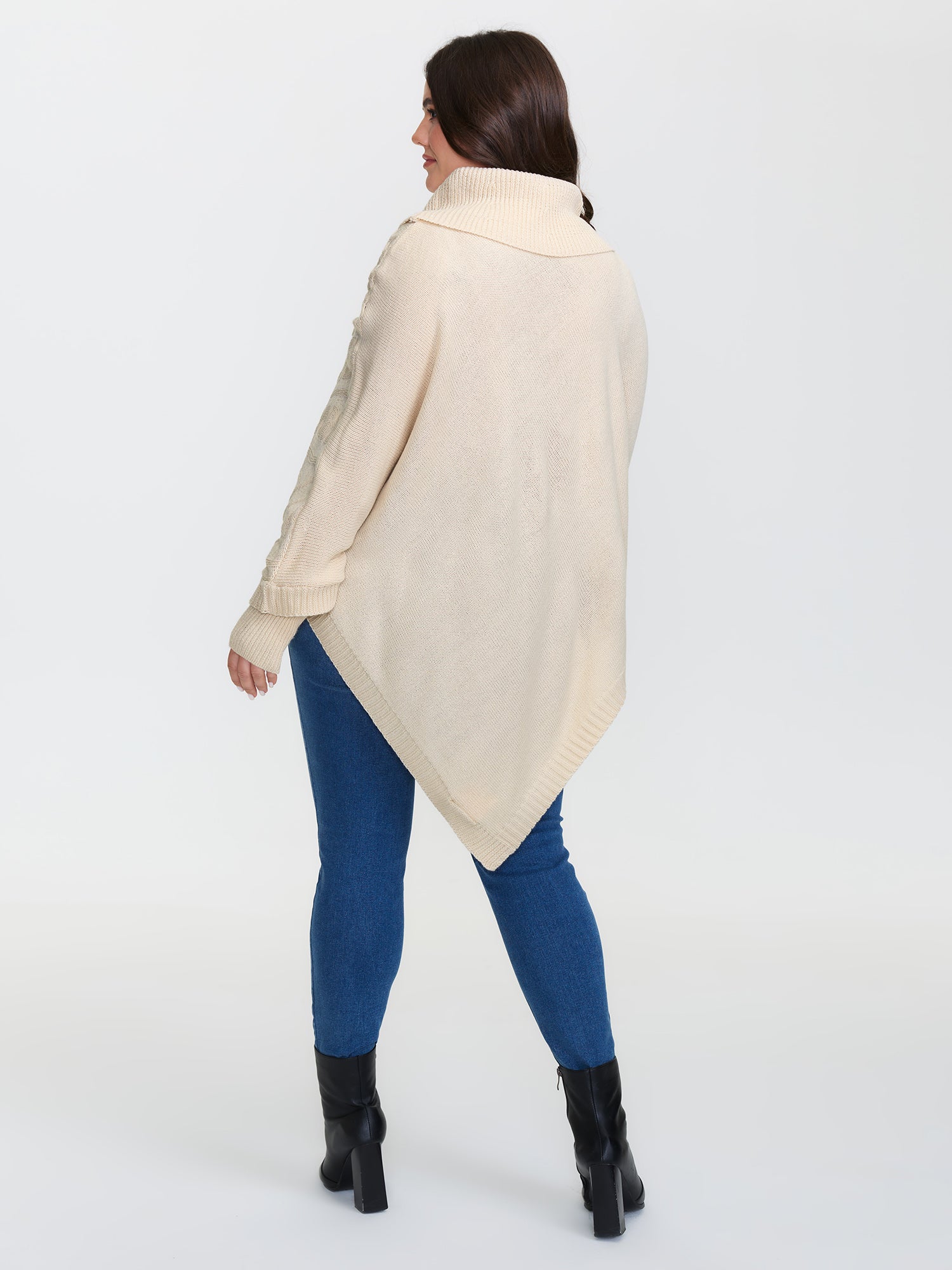 Turtleneck Cableknit Batwing Sleeve Pullover - Image 4