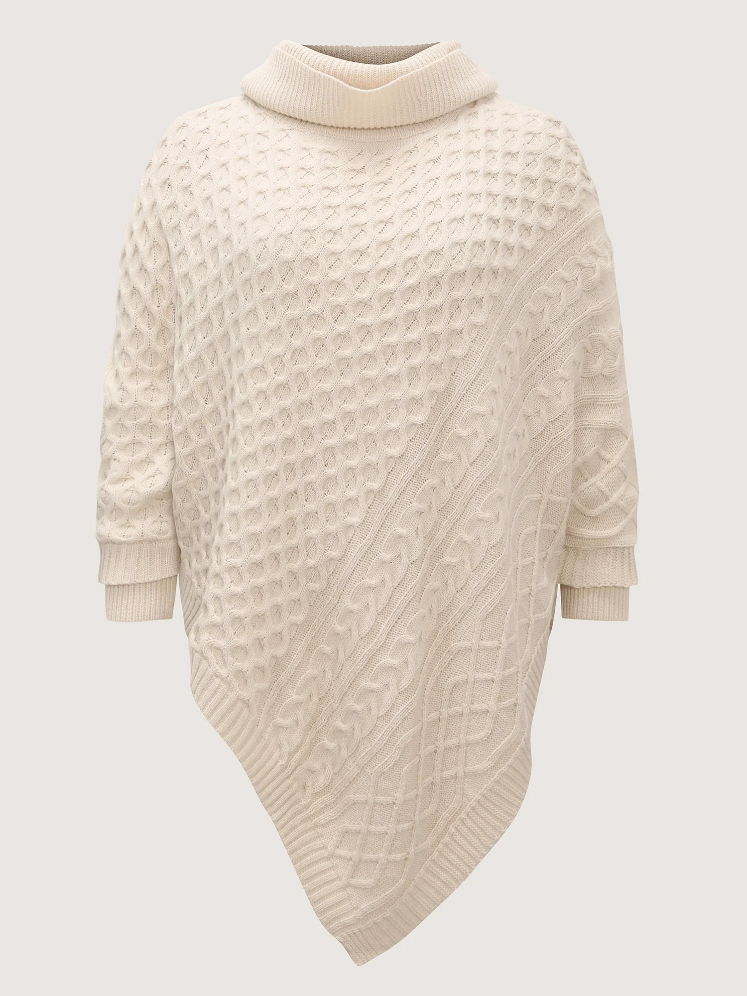Turtleneck Cableknit Batwing Sleeve Pullover - Image 7