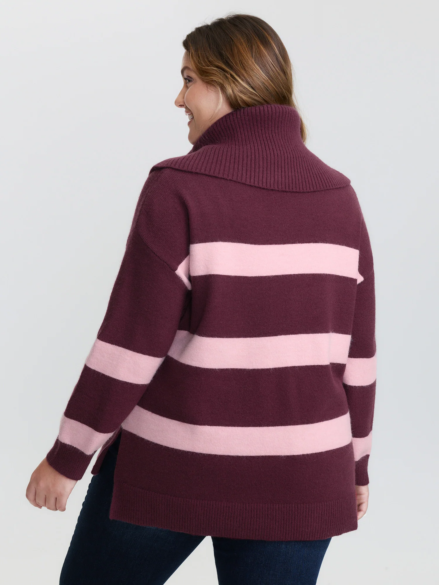 Turtleneck Colorblock Drop Shoulder Pullover - Image 4