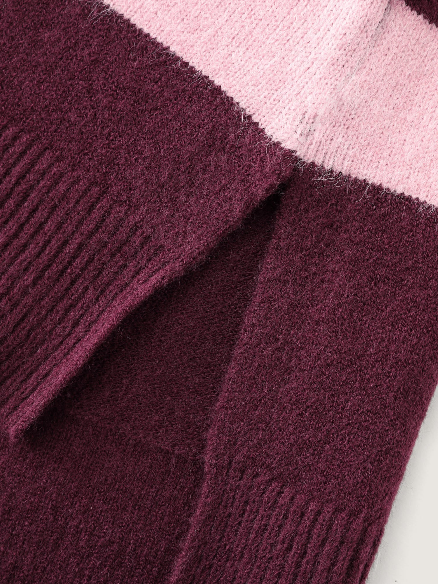 Turtleneck Colorblock Drop Shoulder Pullover - Image 6