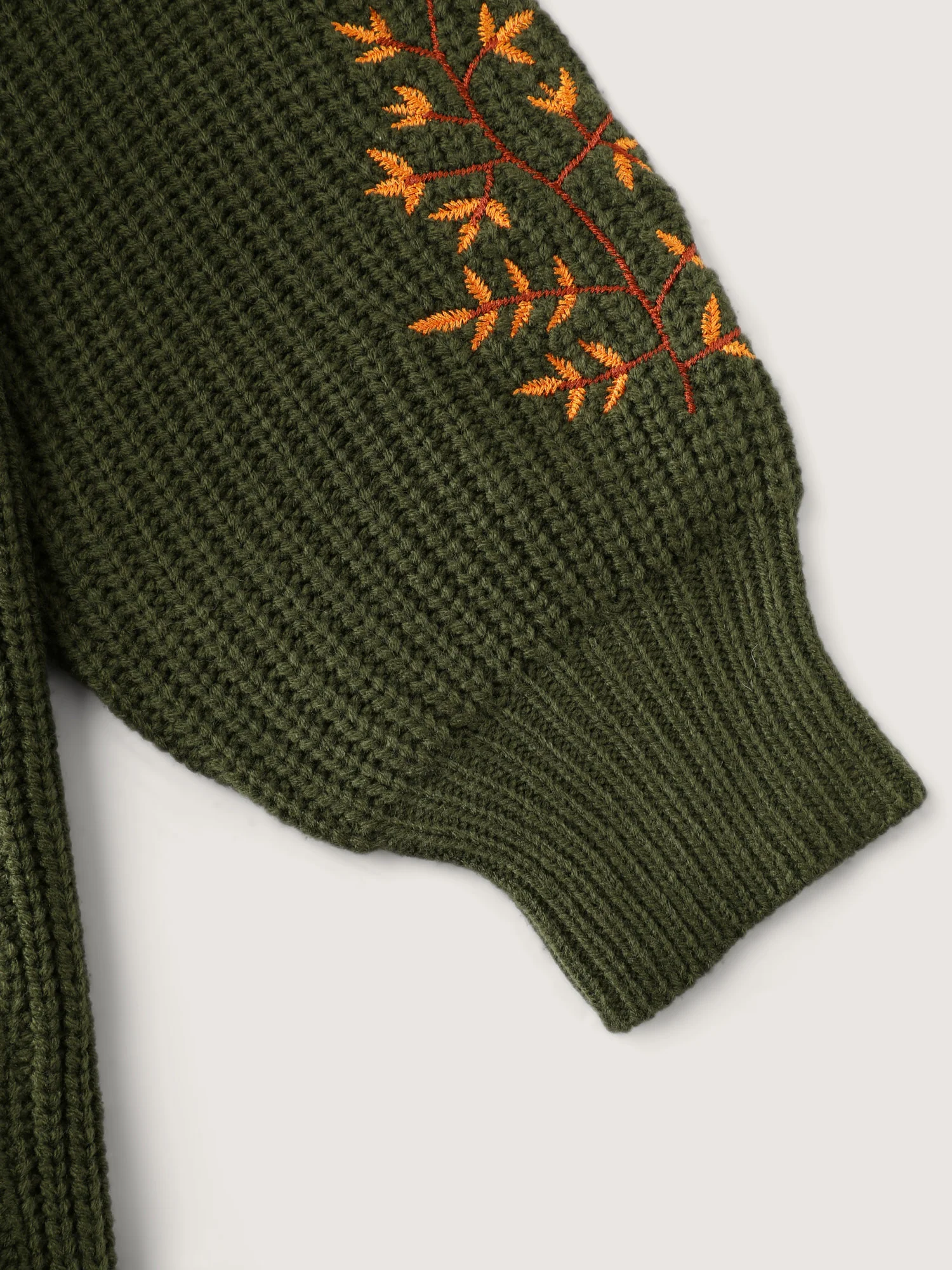 Turtleneck Deer Embroidery Knit Pullover - Image 6