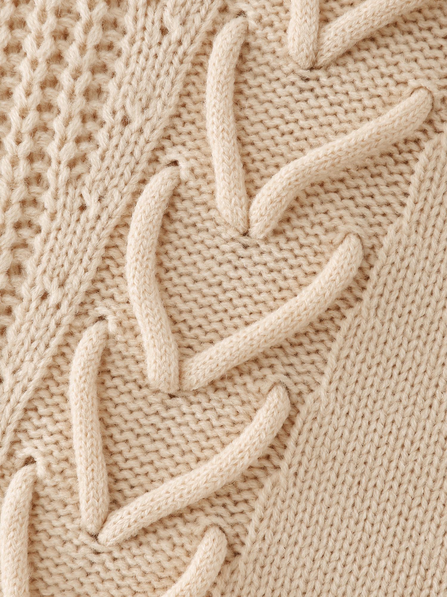 Turtleneck Poncho Cable Knit Pullover - Image 5