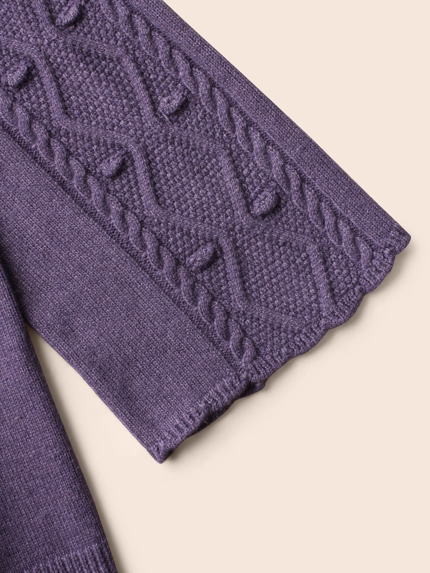 Turtleneck Texture Cable Knit Pullover - Image 5