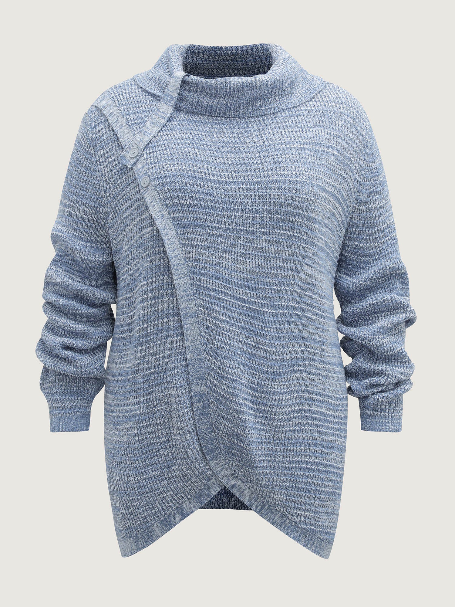 Turtleneck Wrap Adjustable Button Pullover - Image 6