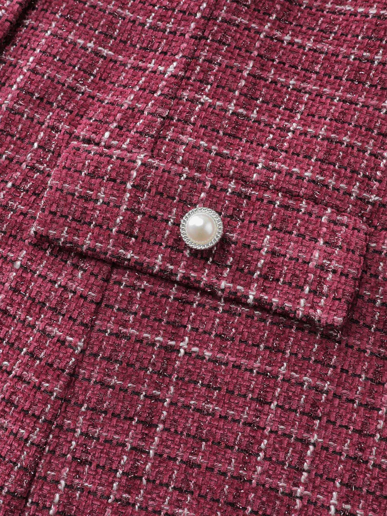 Tweed Brooch Waist-Defining Blazer - Image 8