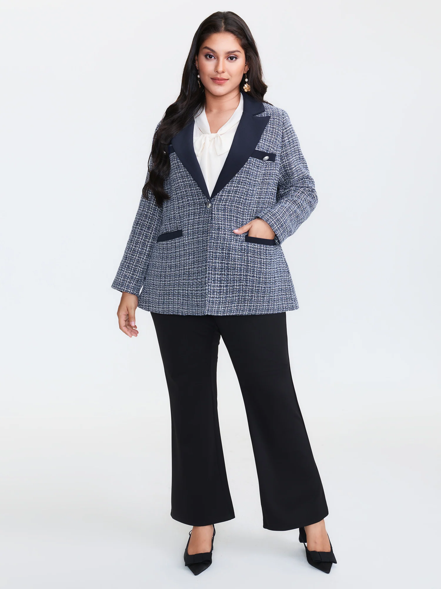 Tweed Color Contrast Blazer - Image 3