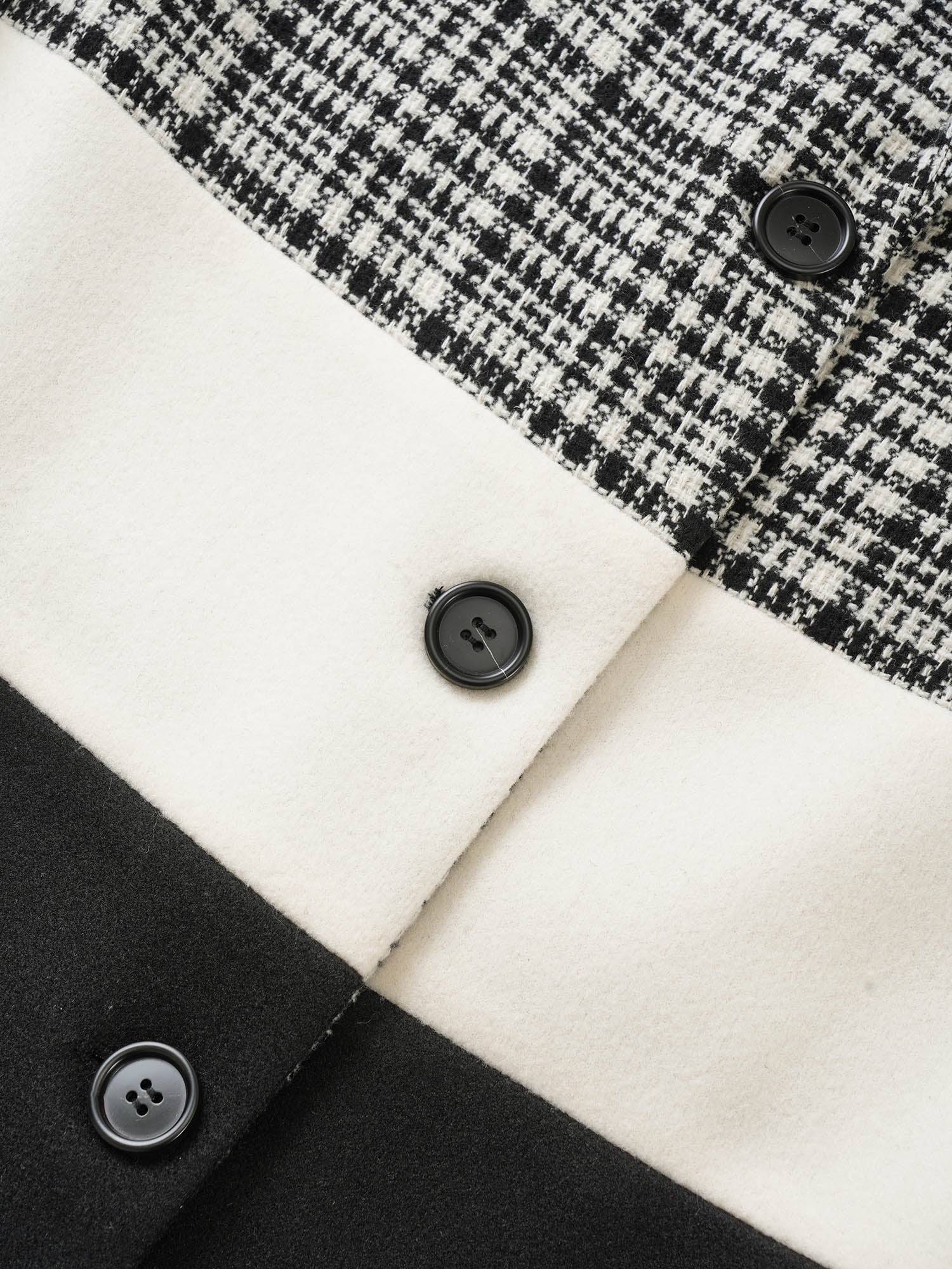 Tweed Colorblock Contrast Button Up Coat - Image 5