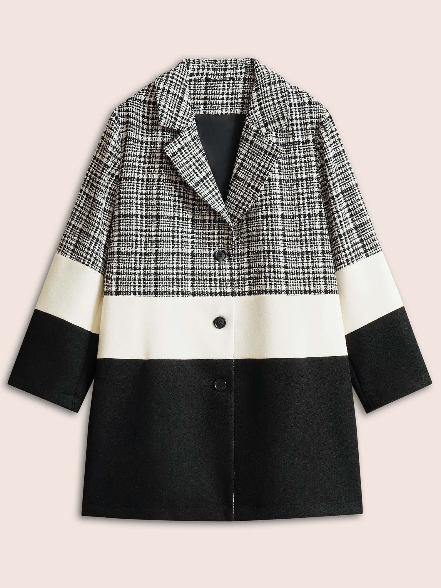 Tweed Colorblock Contrast Button Up Coat - Image 7