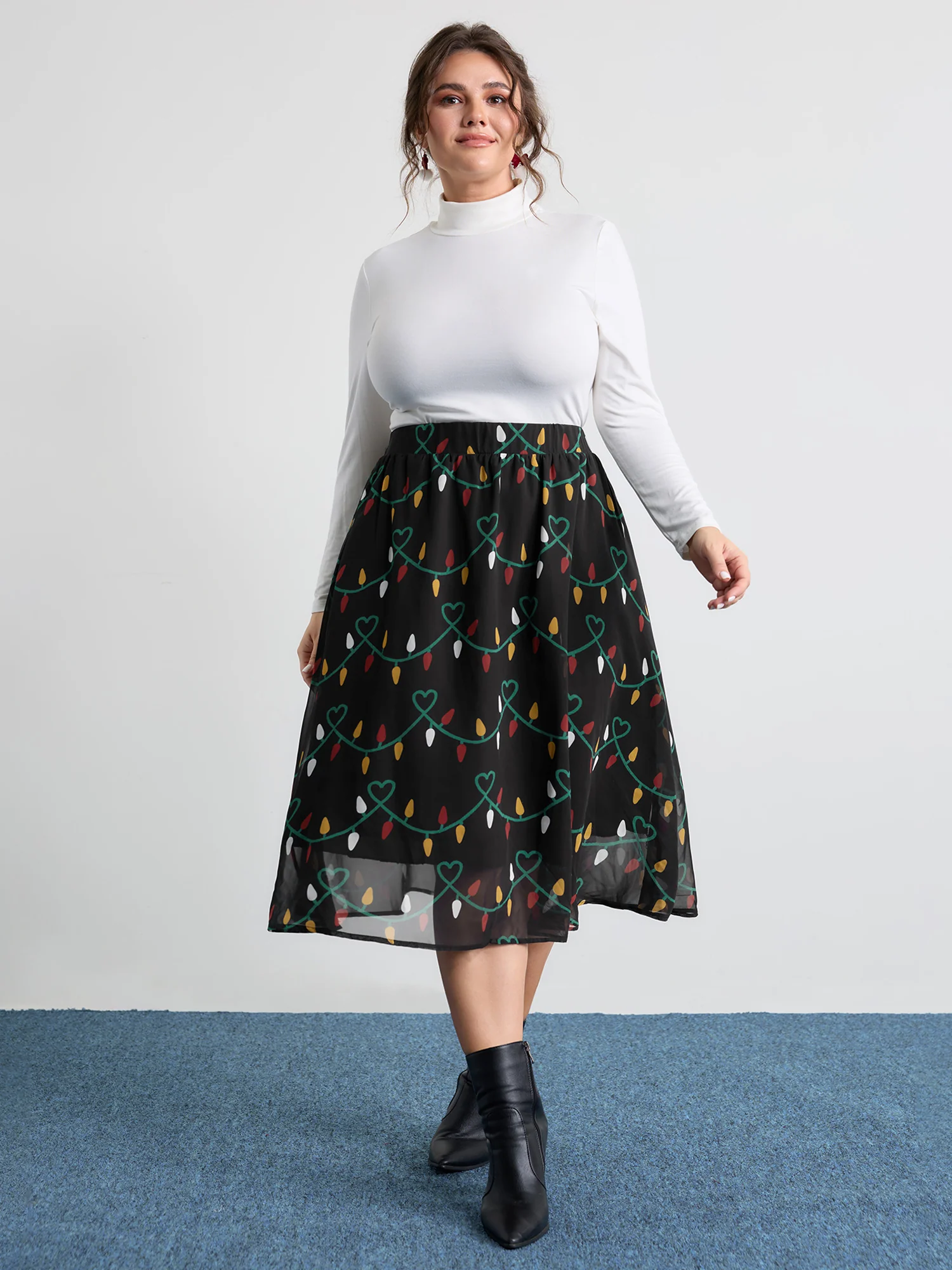 Tweed Fairy Lights Pockets Midi Skirt - Image 2