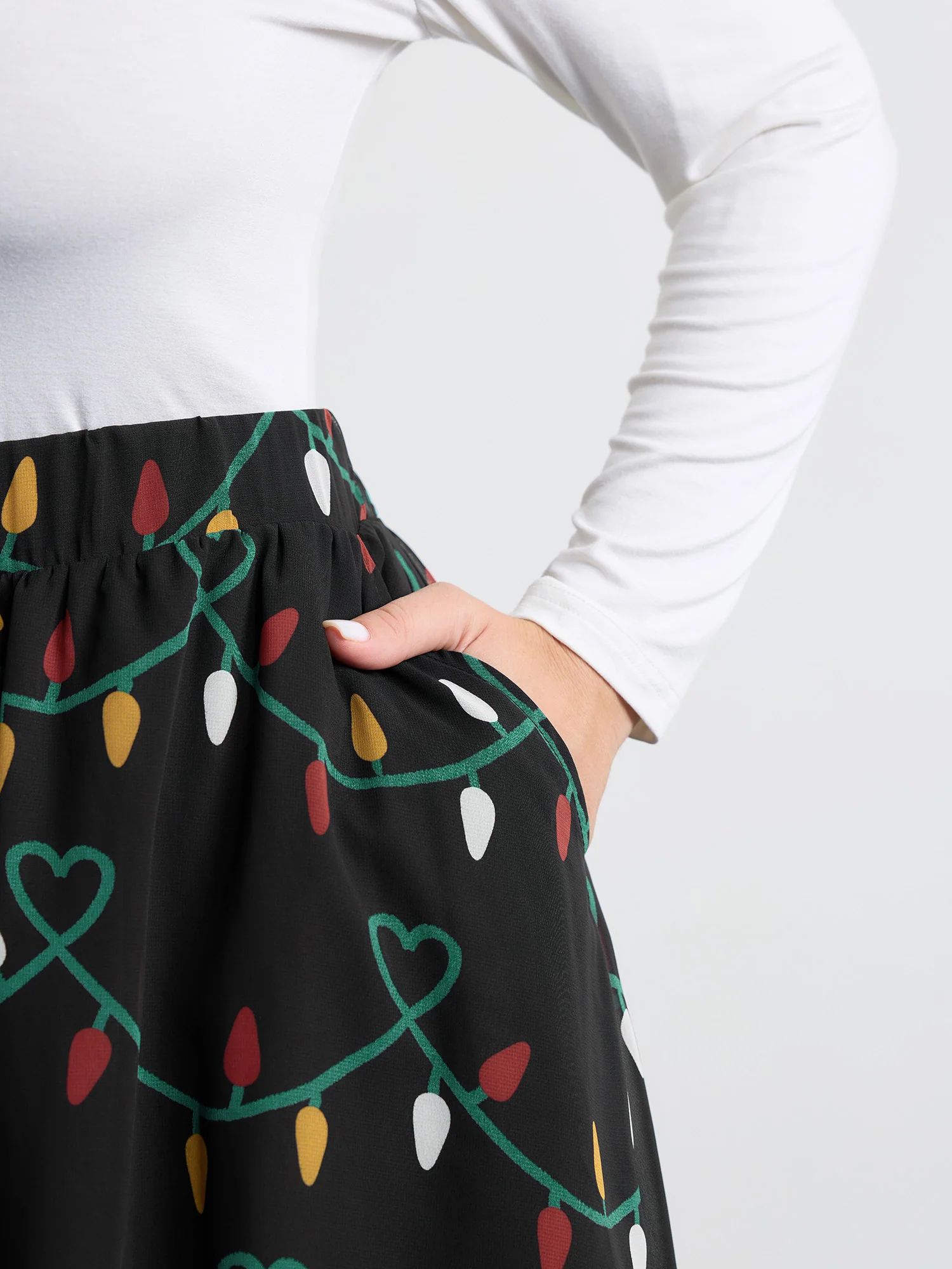 Tweed Fairy Lights Pockets Midi Skirt - Image 3