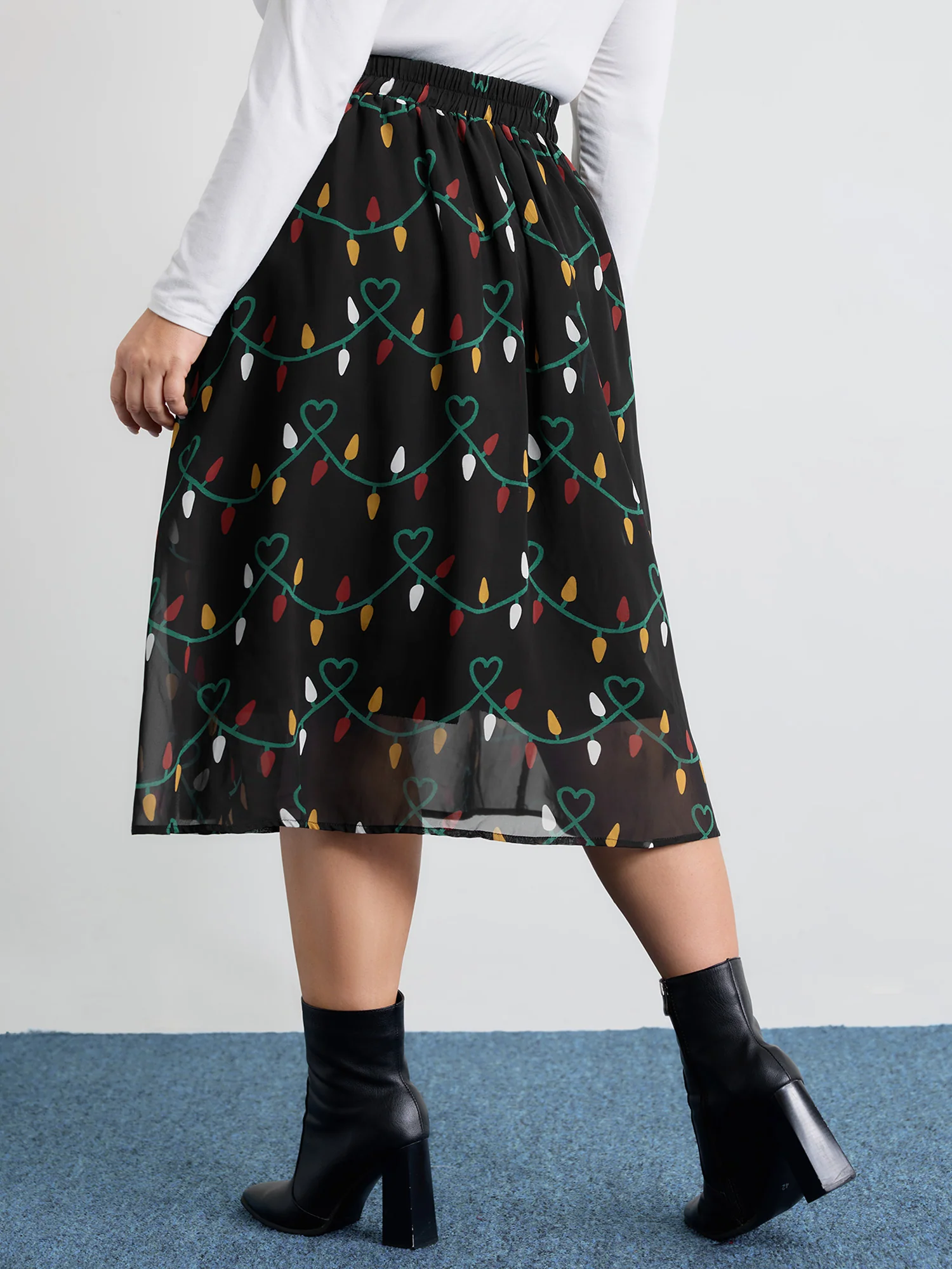 Tweed Fairy Lights Pockets Midi Skirt - Image 5