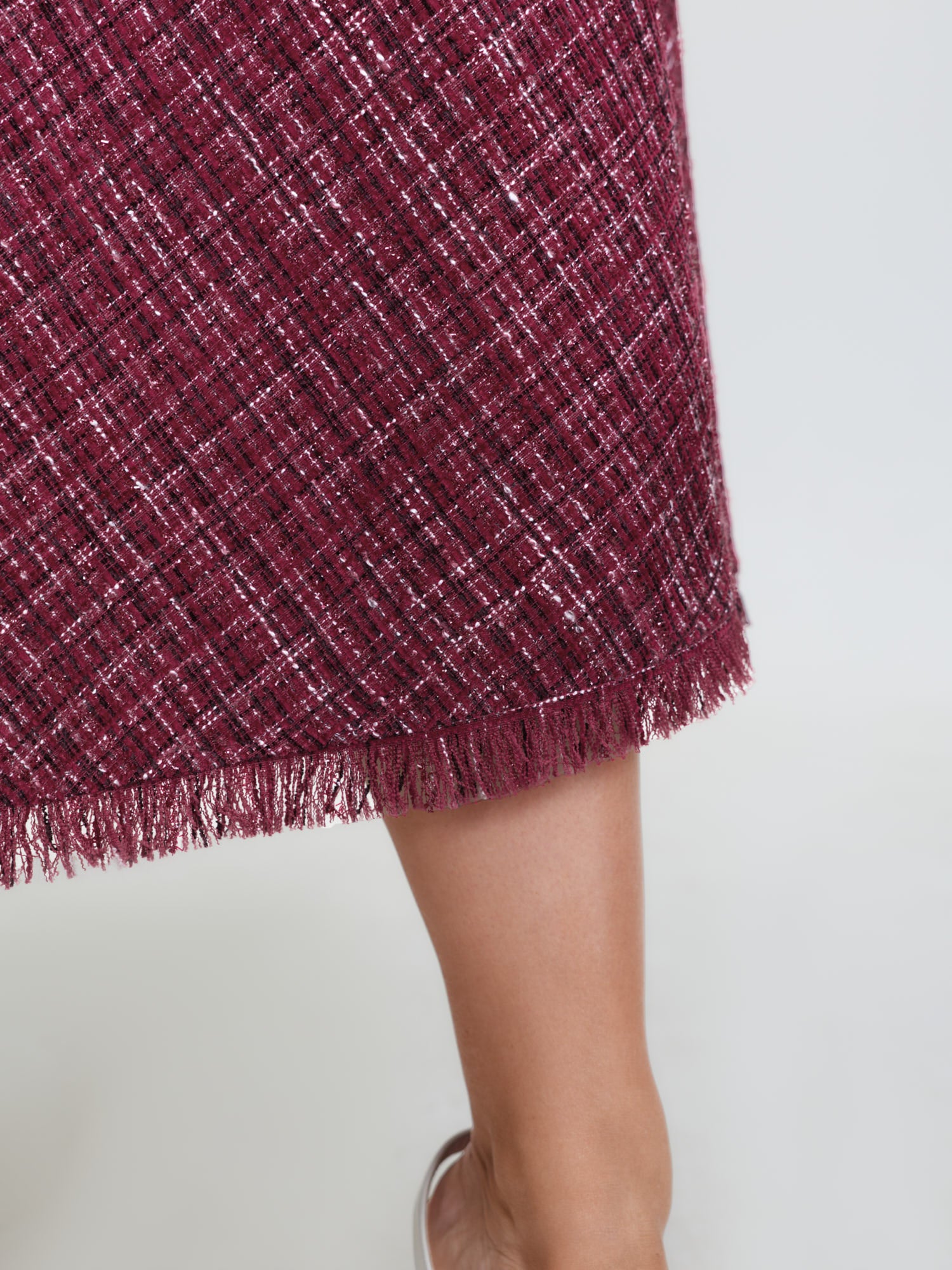 Tweed Fringe Hem Flowy Maxi Skirt - Image 5