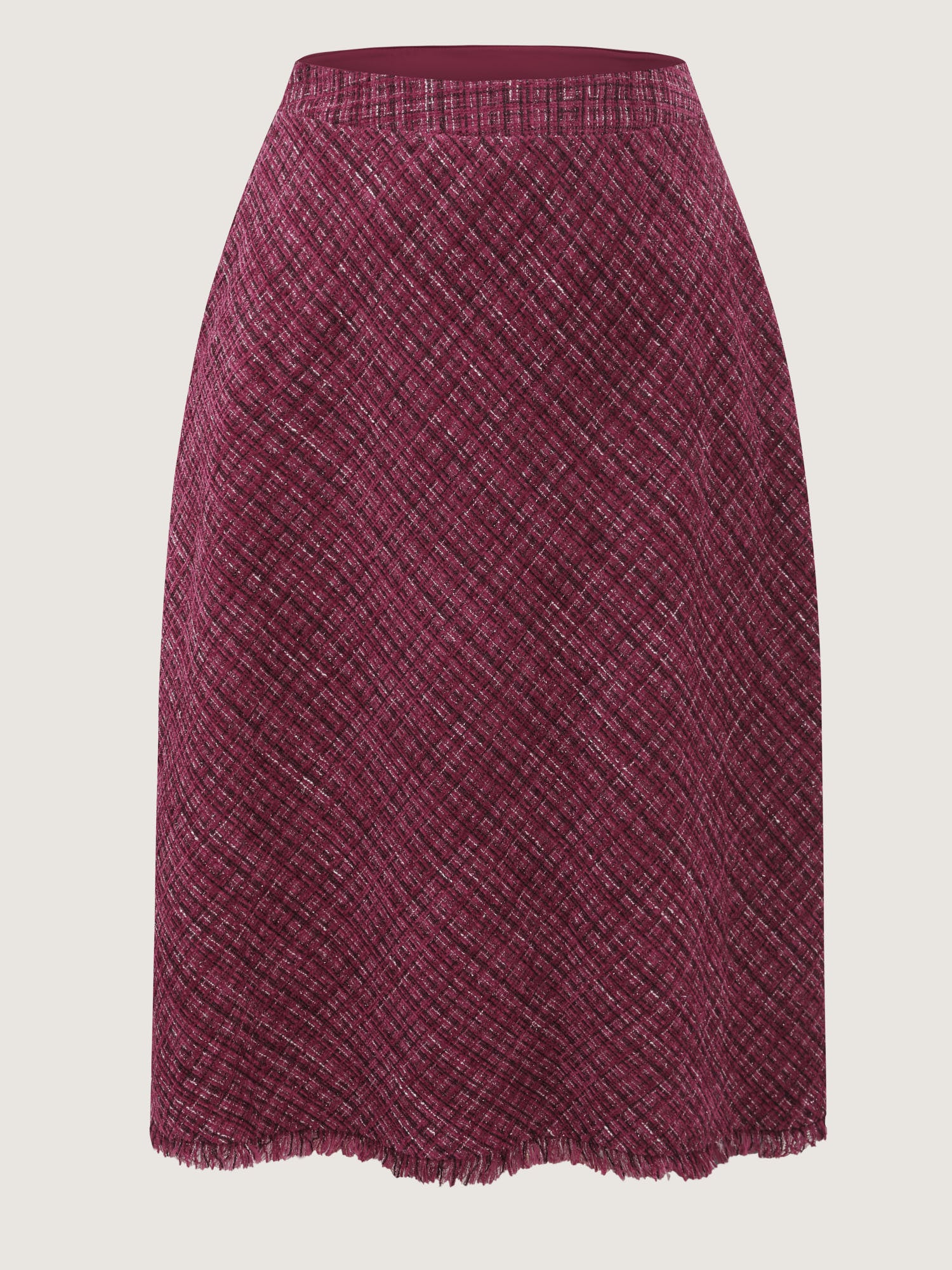 Tweed Fringe Hem Flowy Maxi Skirt - Image 8