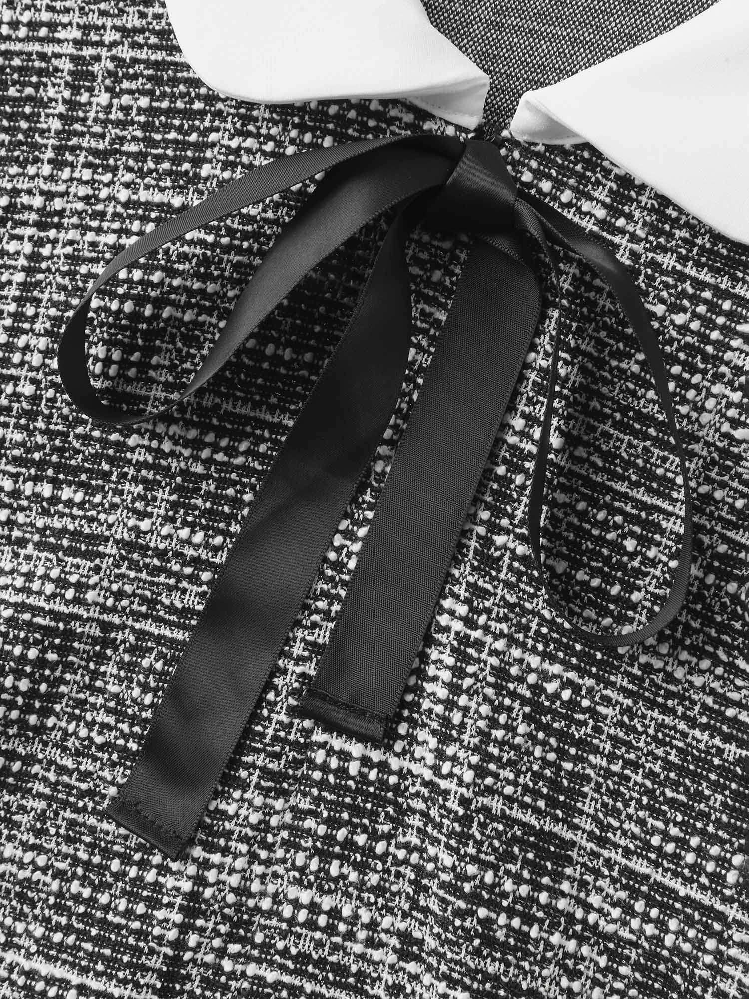 Tweed Knit Doll Collar Pockets Mini Dress - Image 5