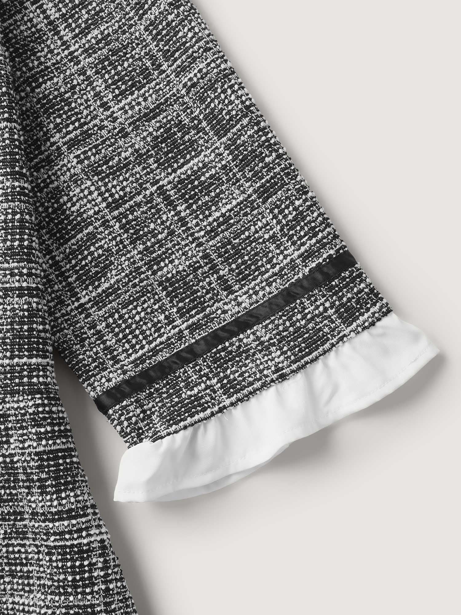 Tweed Knit Doll Collar Pockets Mini Dress - Image 6