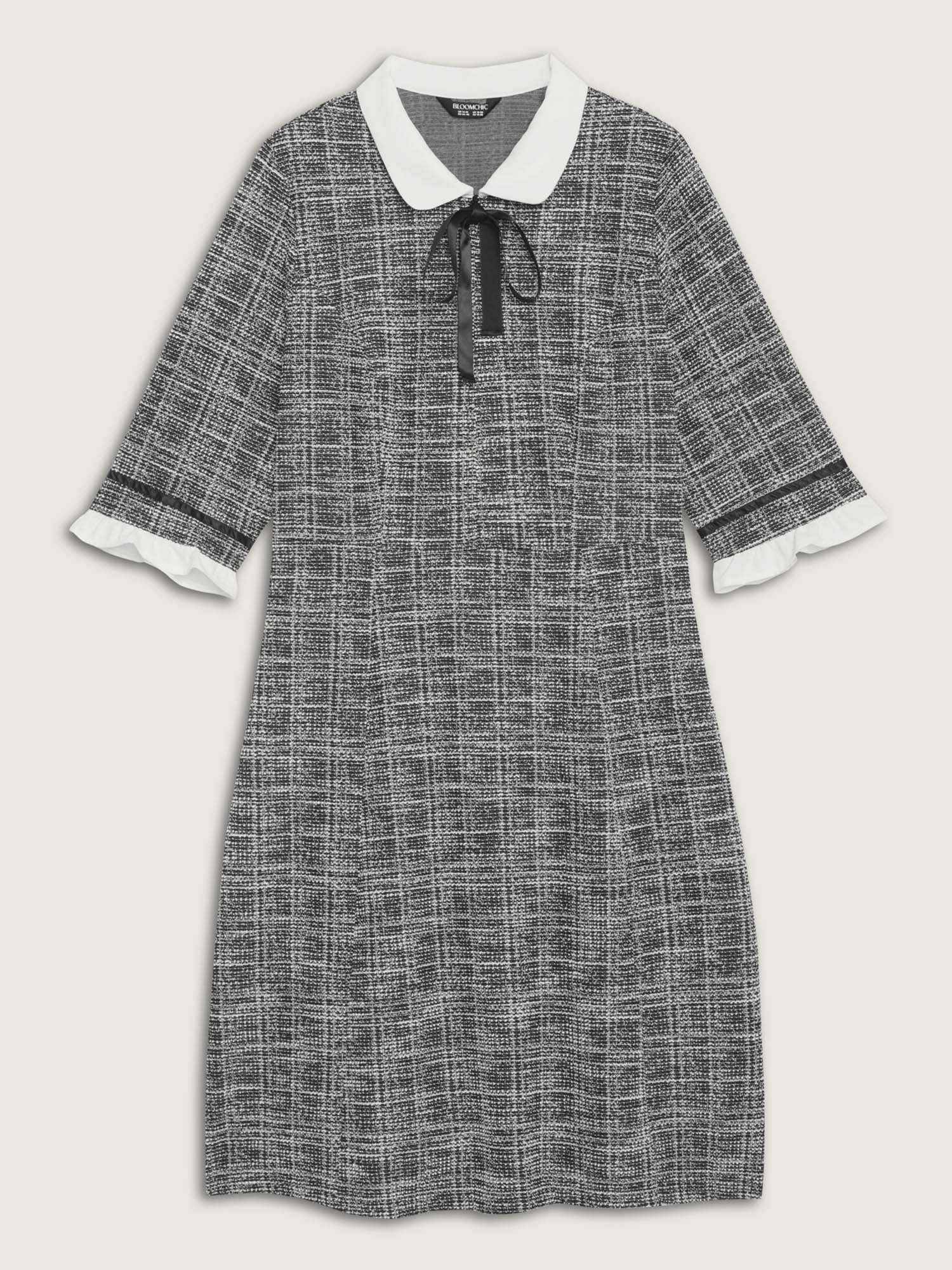 Tweed Knit Doll Collar Pockets Mini Dress - Image 7