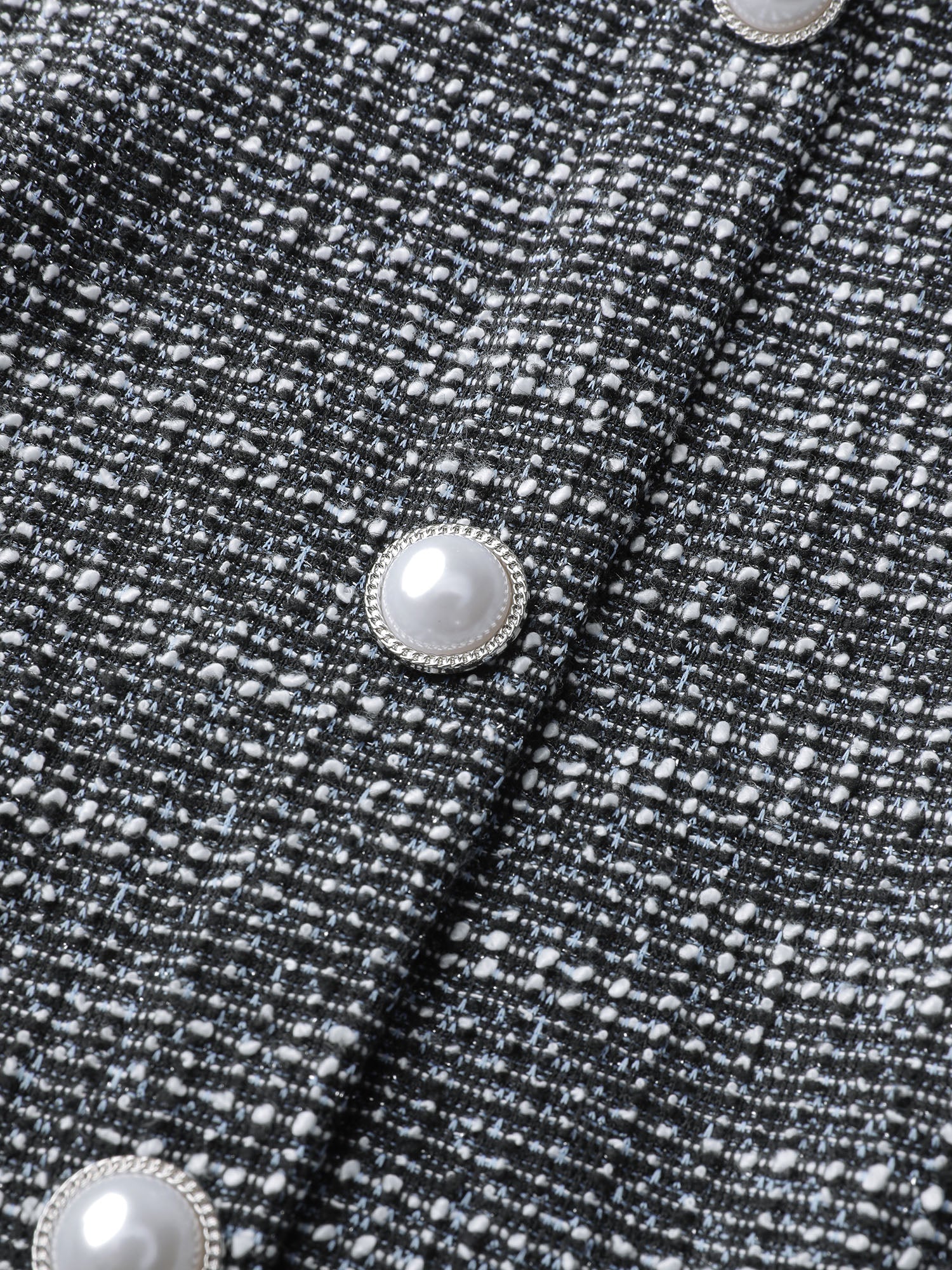 Tweed Knit Pearl Button Stretchy Midi Dress - Image 6