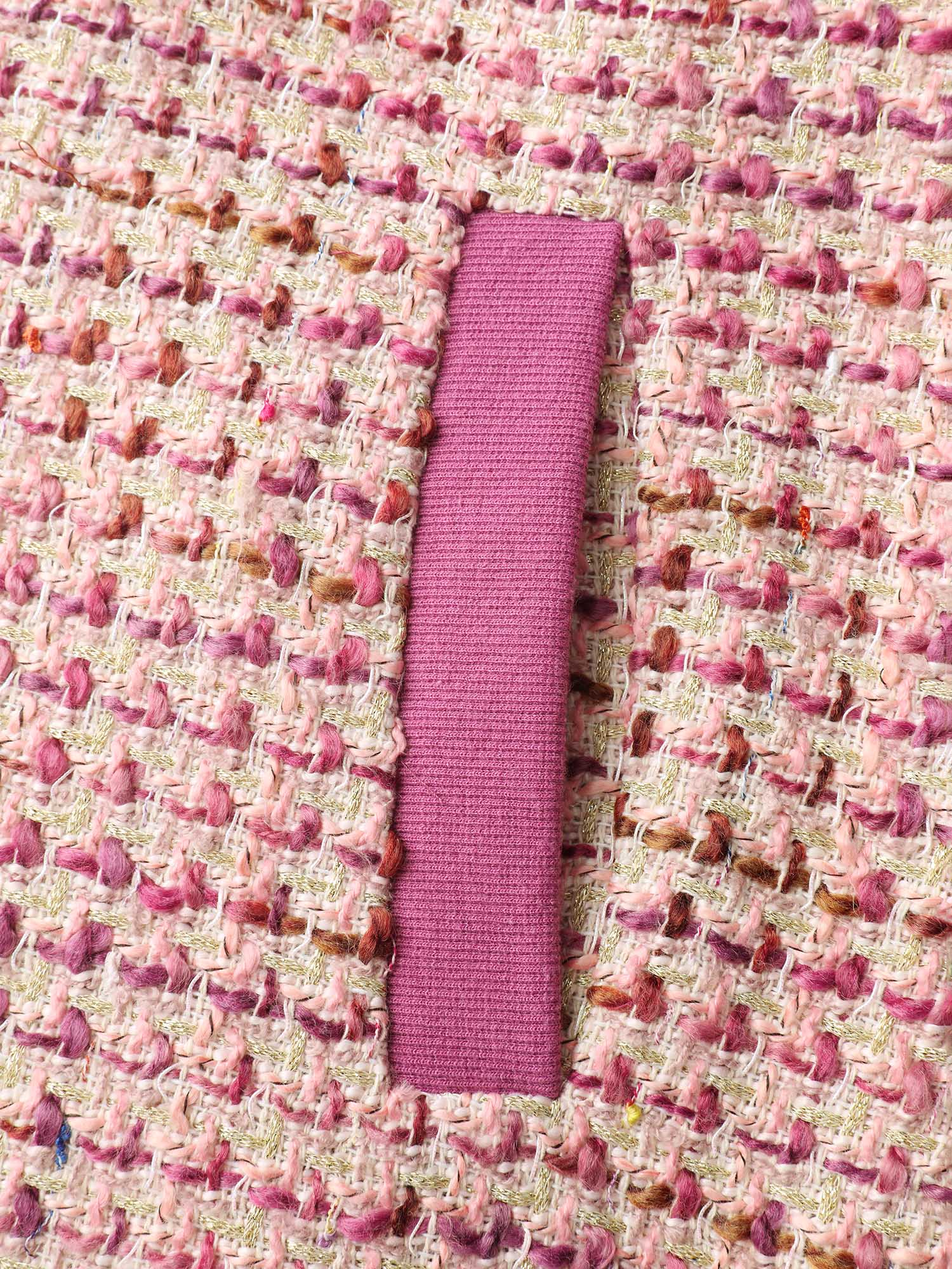 Tweed Lined Color Contrast Pockets Jacket - Image 5