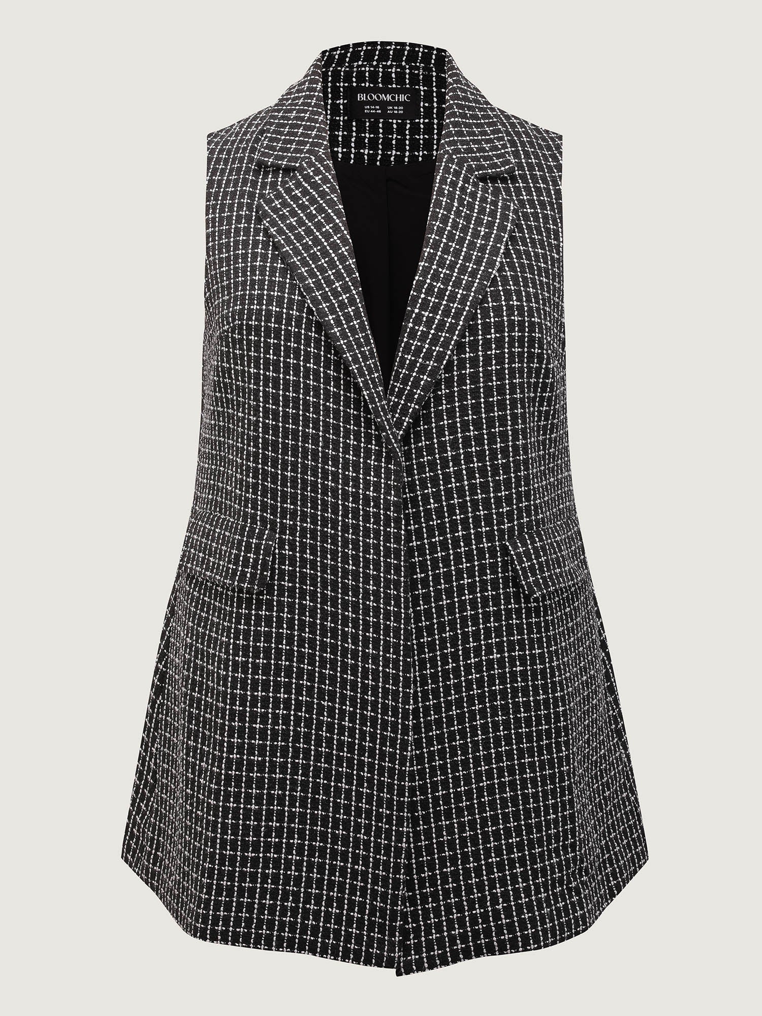 Tweed Long Pockets Notched Lapels Vest - Image 7