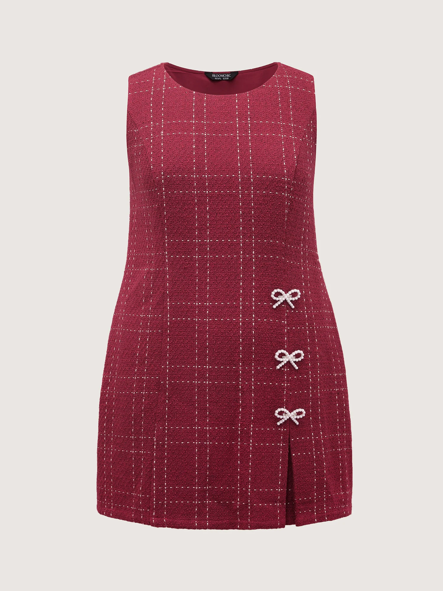 Tweed Metal Bows Knee-Length Dress - Image 6