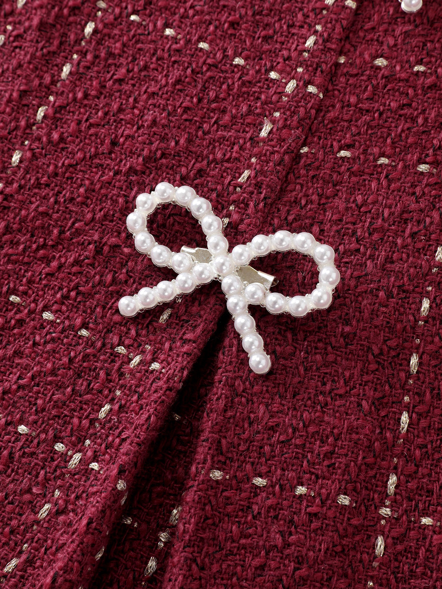 Tweed Metal Bows Knee-Length Dress - Image 8
