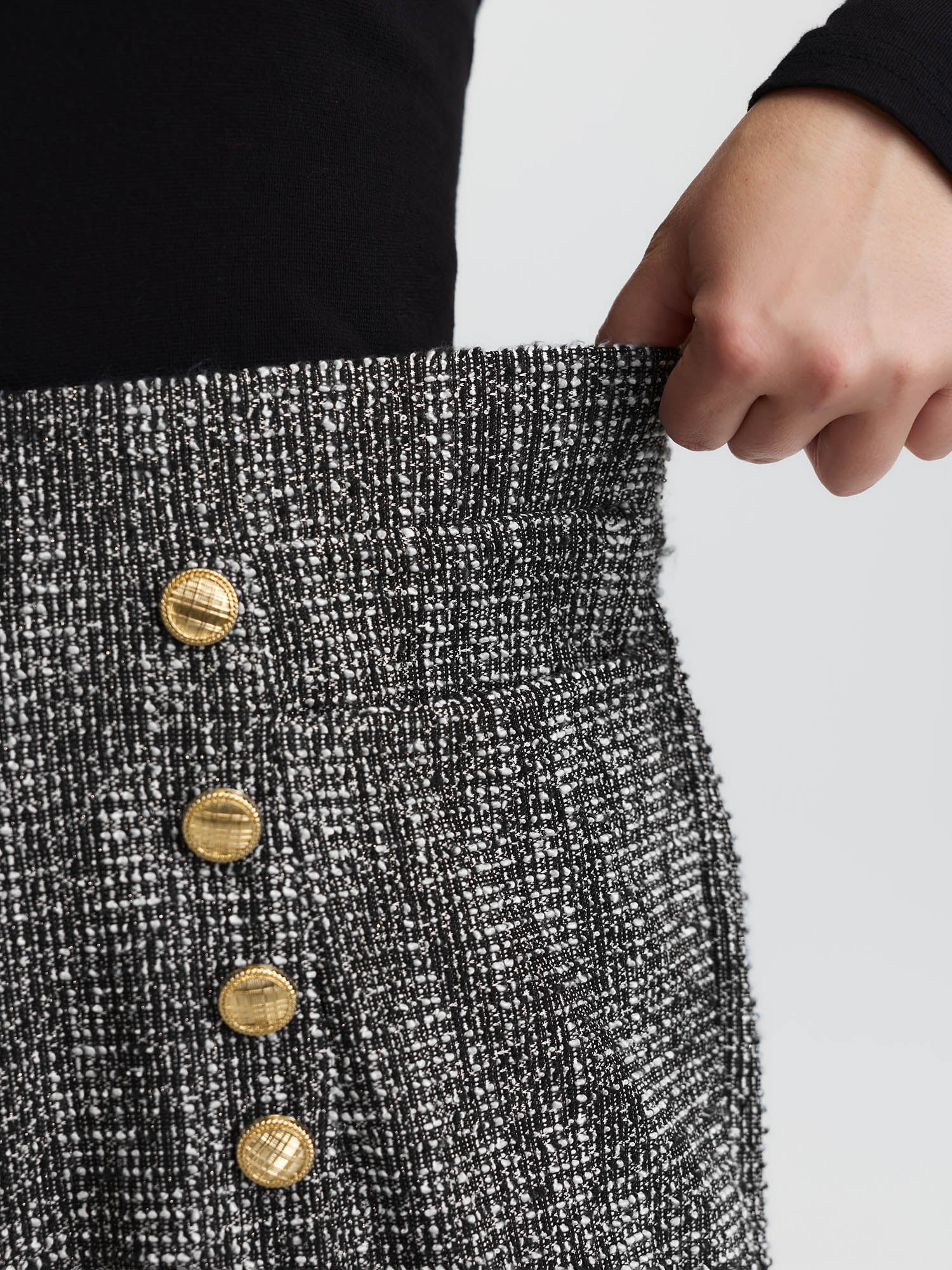 Tweed Metal Buttons Detail Pants - Image 3