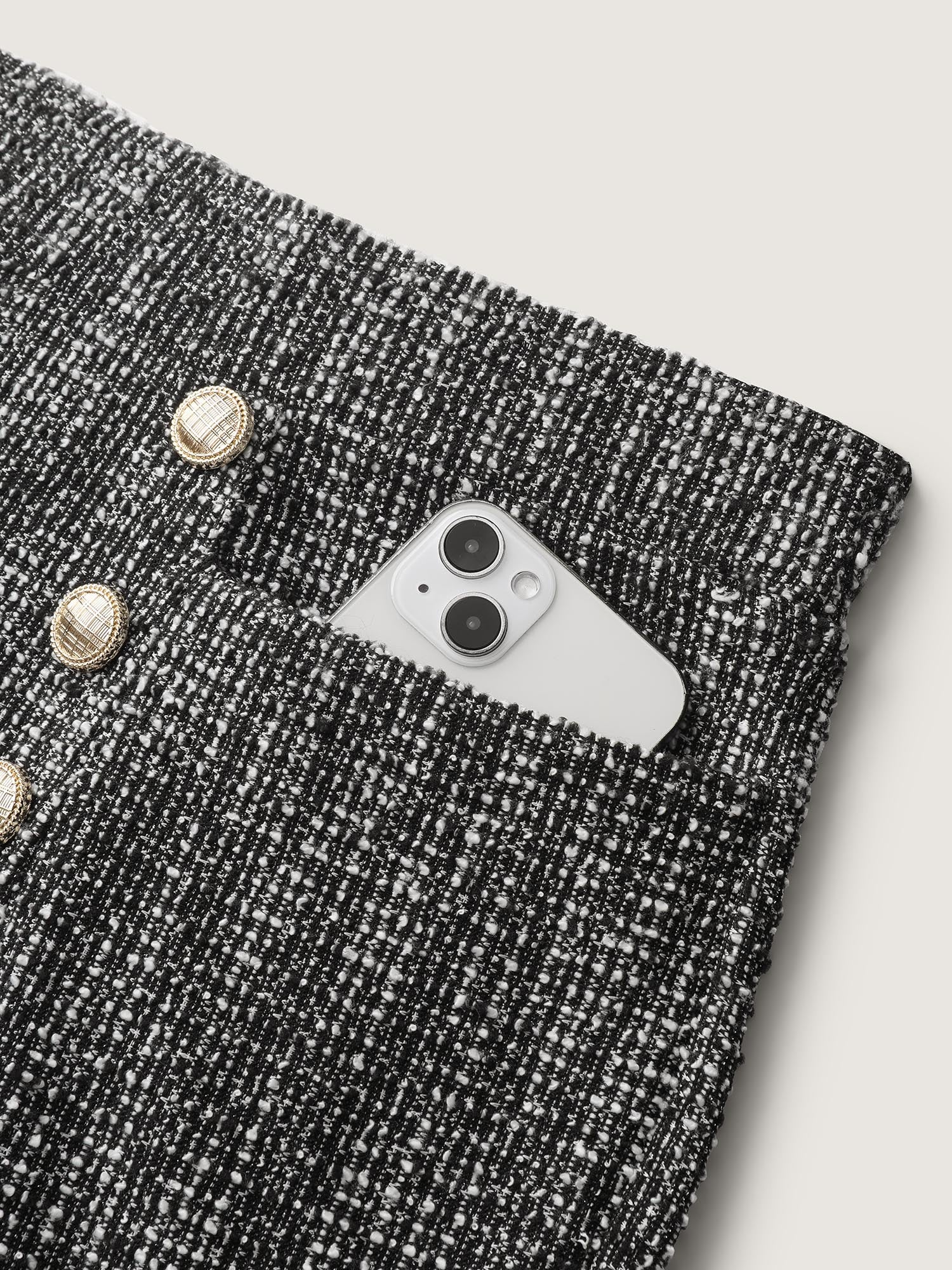 Tweed Metal Buttons Detail Pants - Image 6