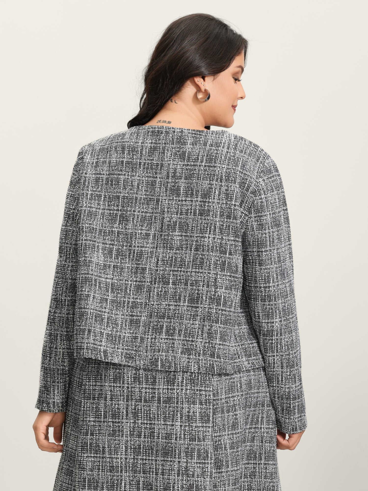 Tweed Open-Front Arc Hem Jacket - Image 4