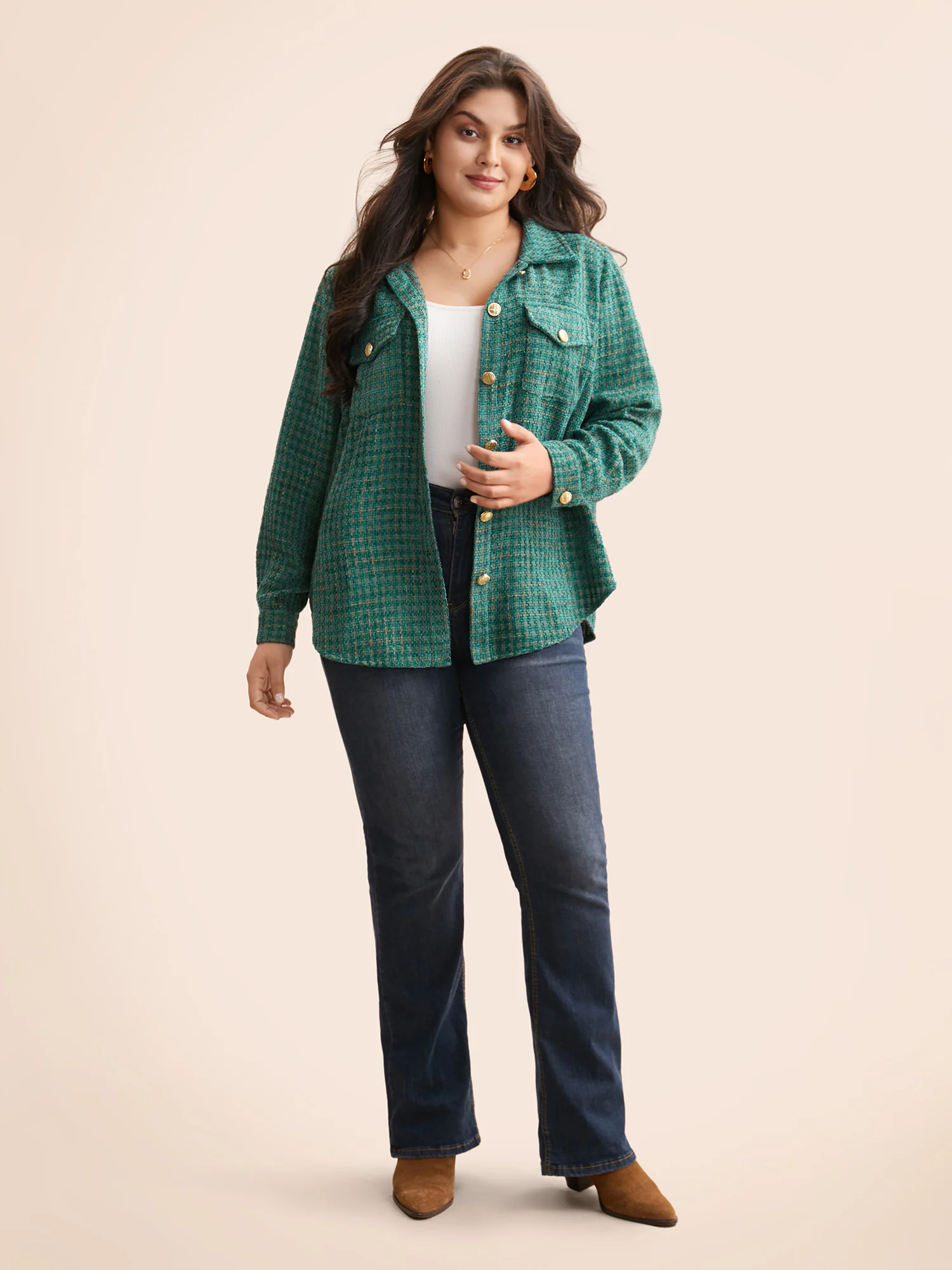Tweed Patch Pocket Pleated Jacket - Image 3