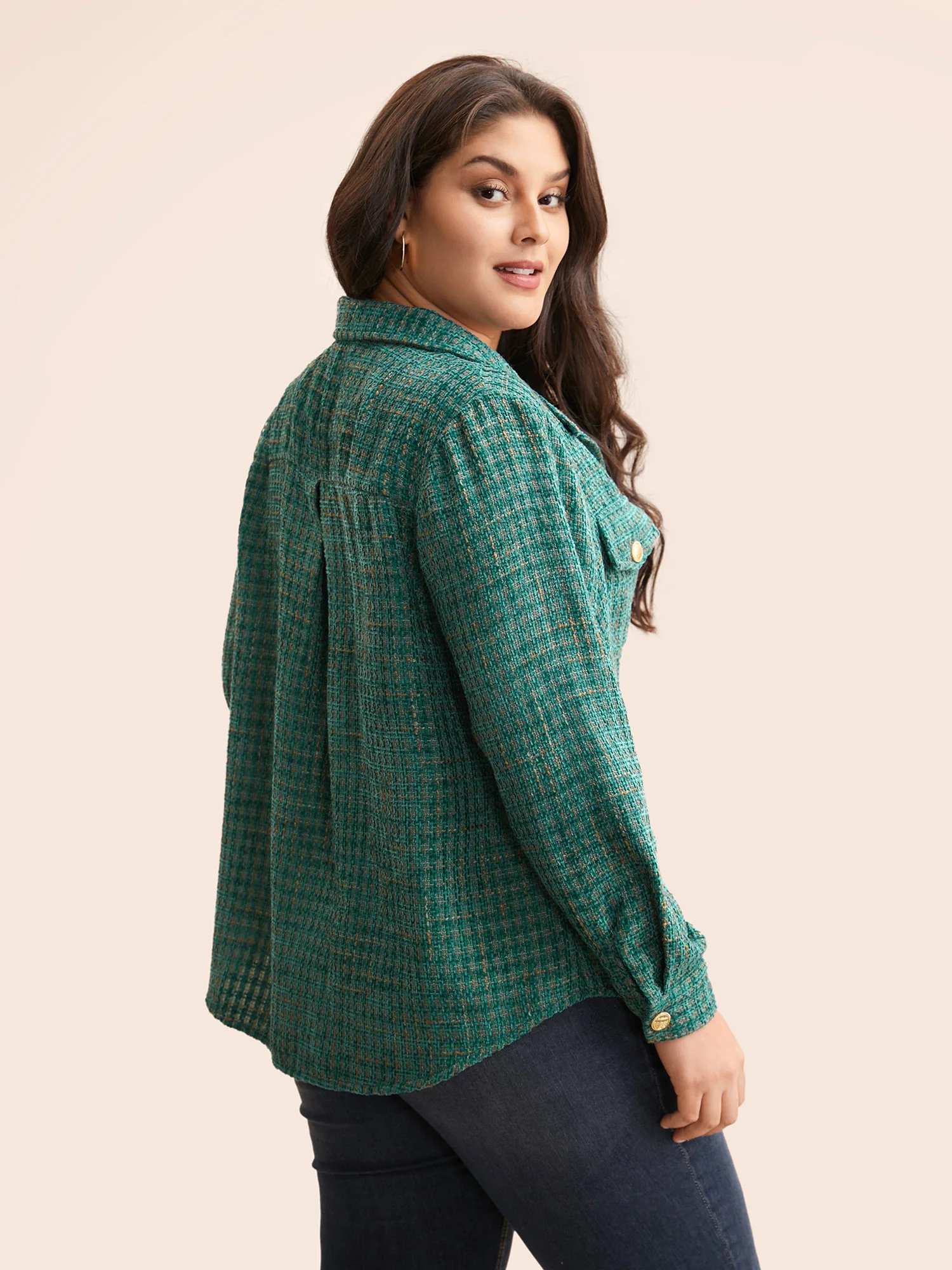 Tweed Patch Pocket Pleated Jacket - Image 5