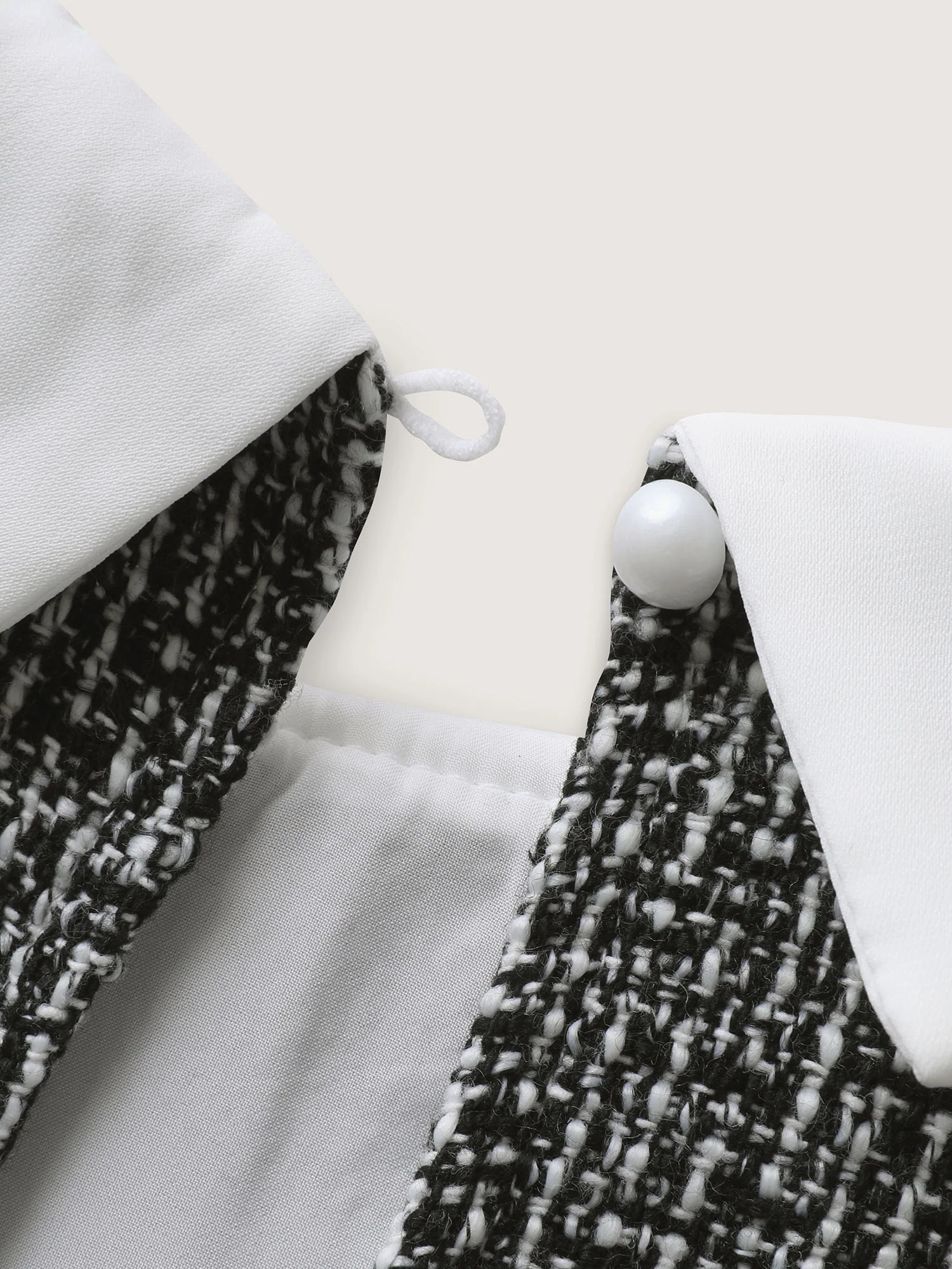 Tweed Patchwork Lantern Sleeve Blouse - Image 6