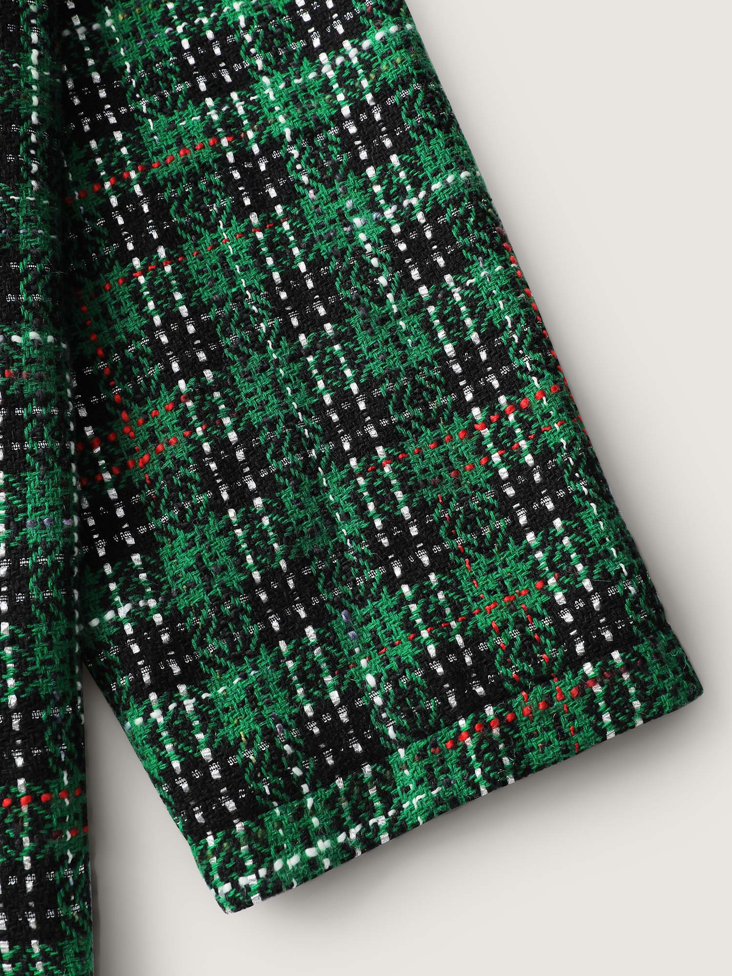 Tweed Plaid Double Button Jacket - Image 6