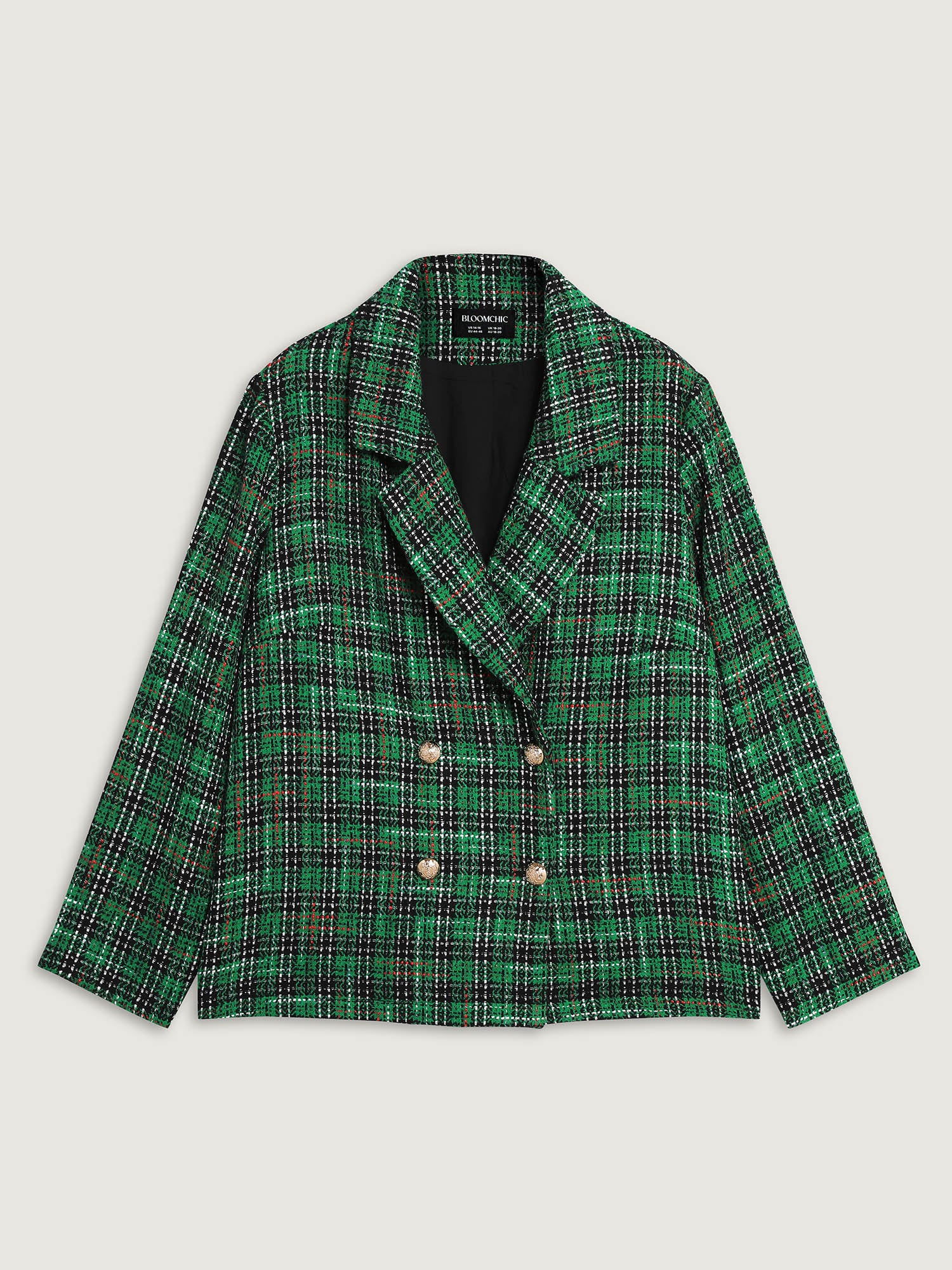 Tweed Plaid Double Button Jacket - Image 9