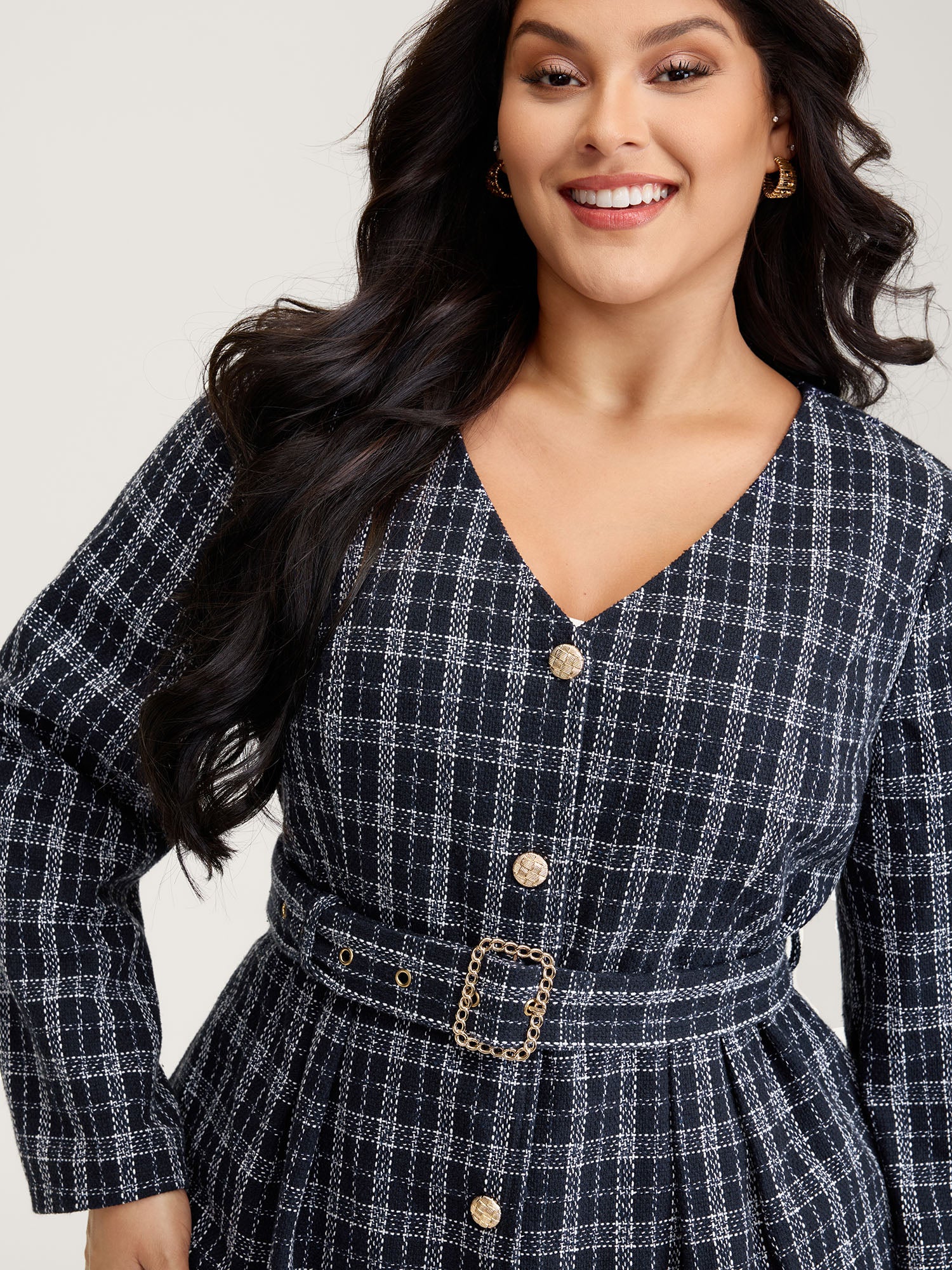 Tweed Pockets Belted Button Coat - Image 2