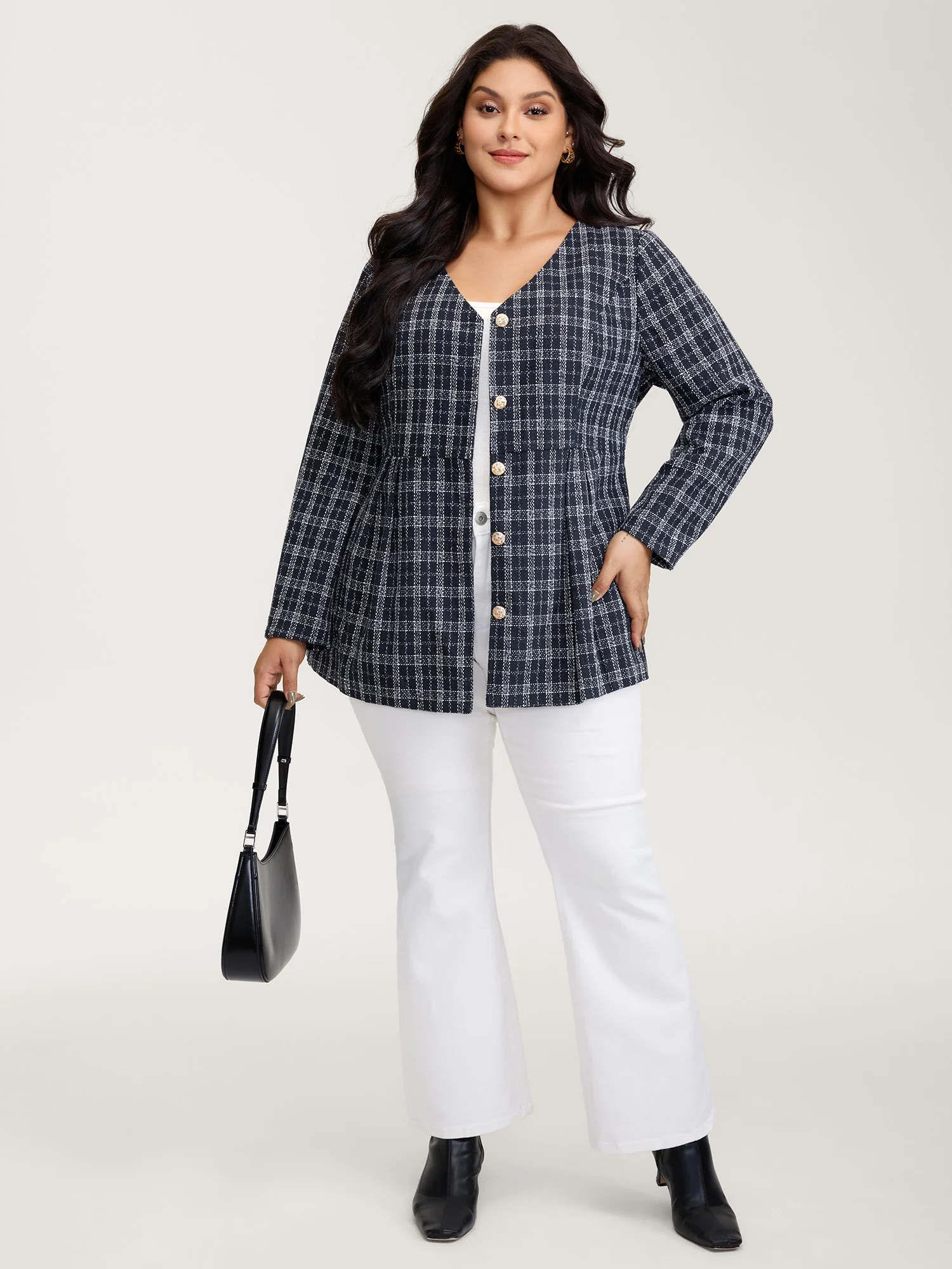 Tweed Pockets Belted Button Coat - Image 3