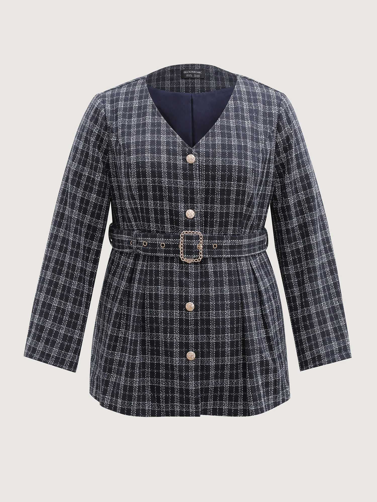 Tweed Pockets Belted Button Coat - Image 8