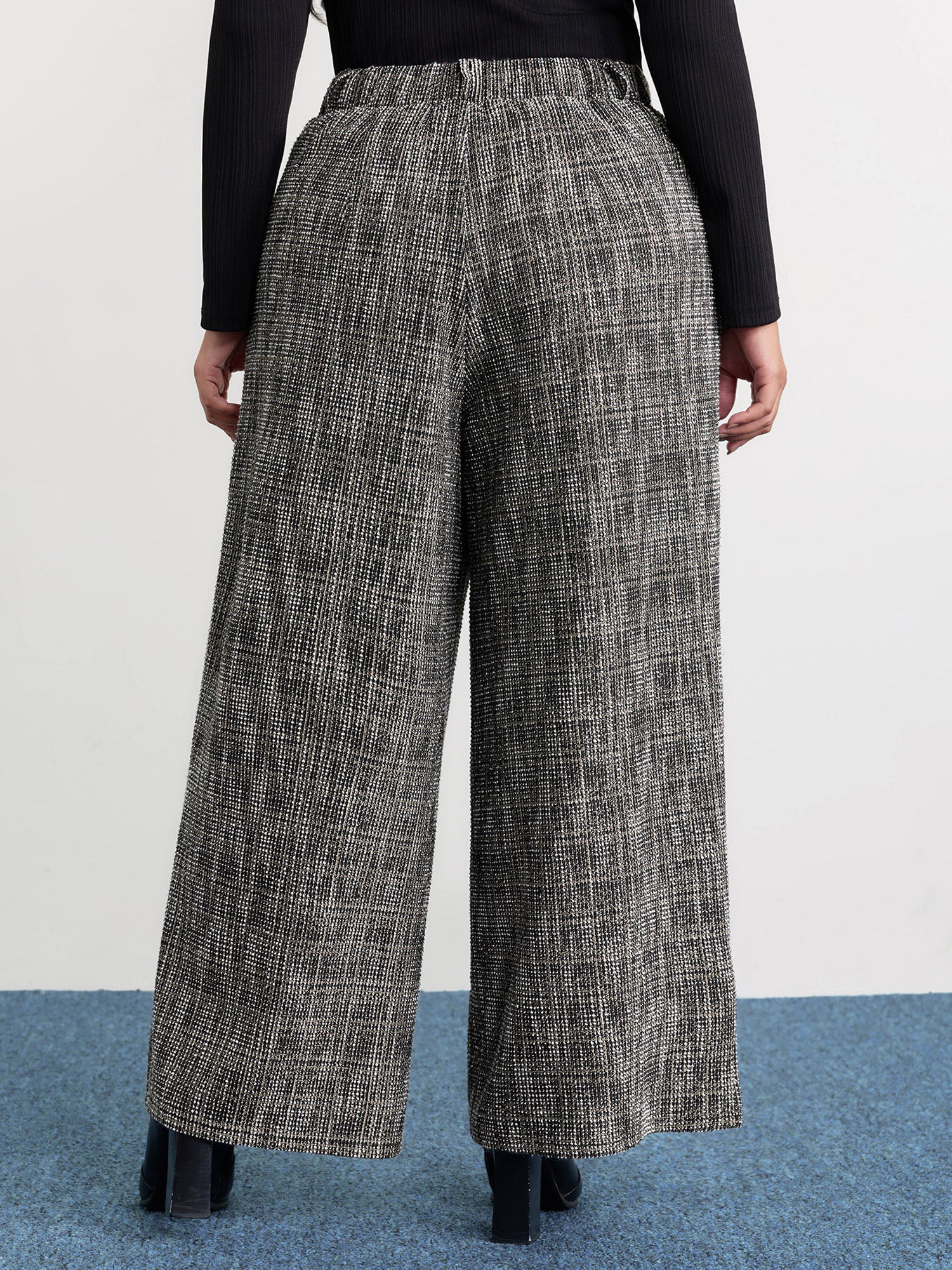 Tweed Pockets Wide Waistband Pants - Image 5