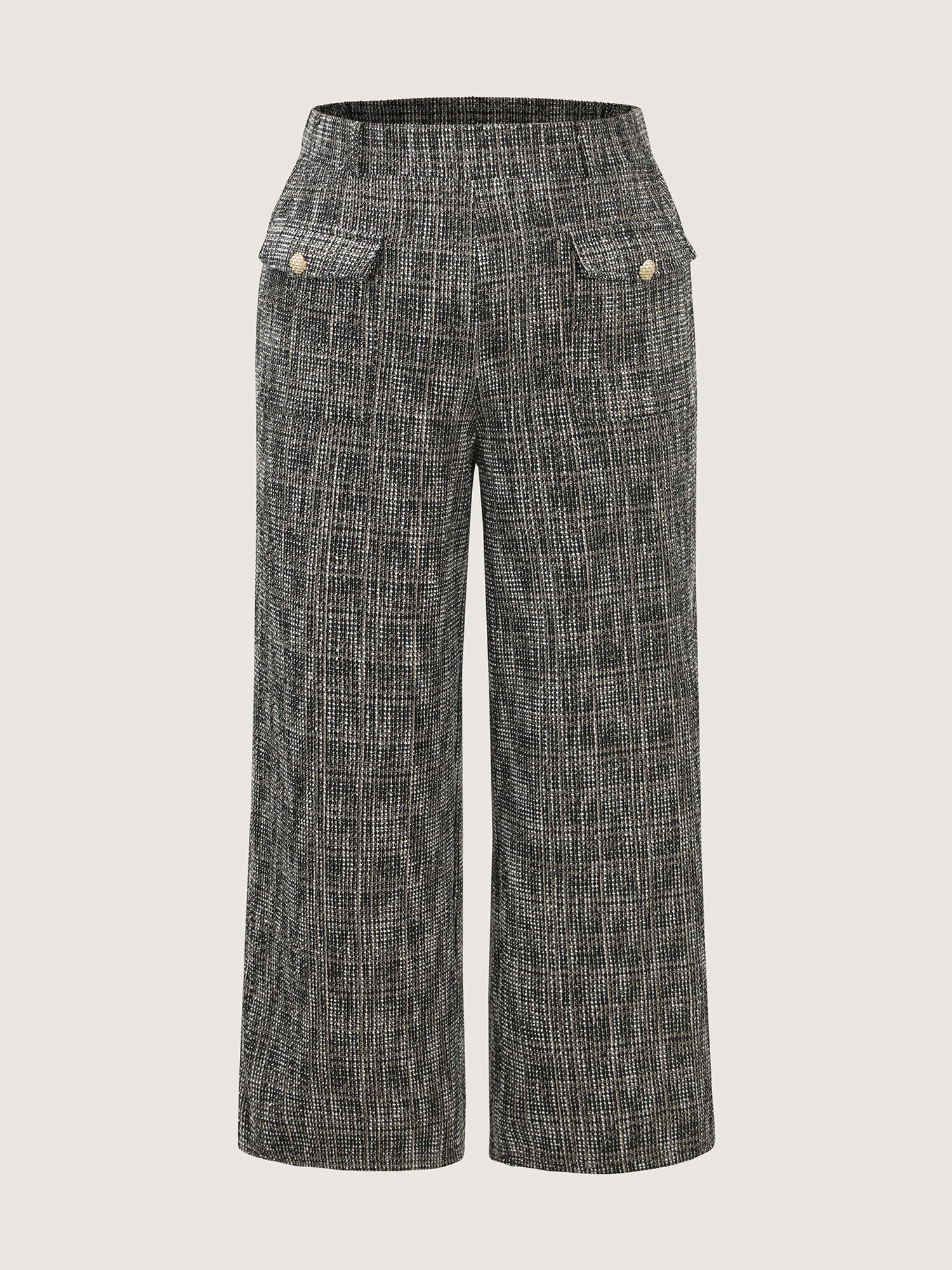 Tweed Pockets Wide Waistband Pants - Image 8