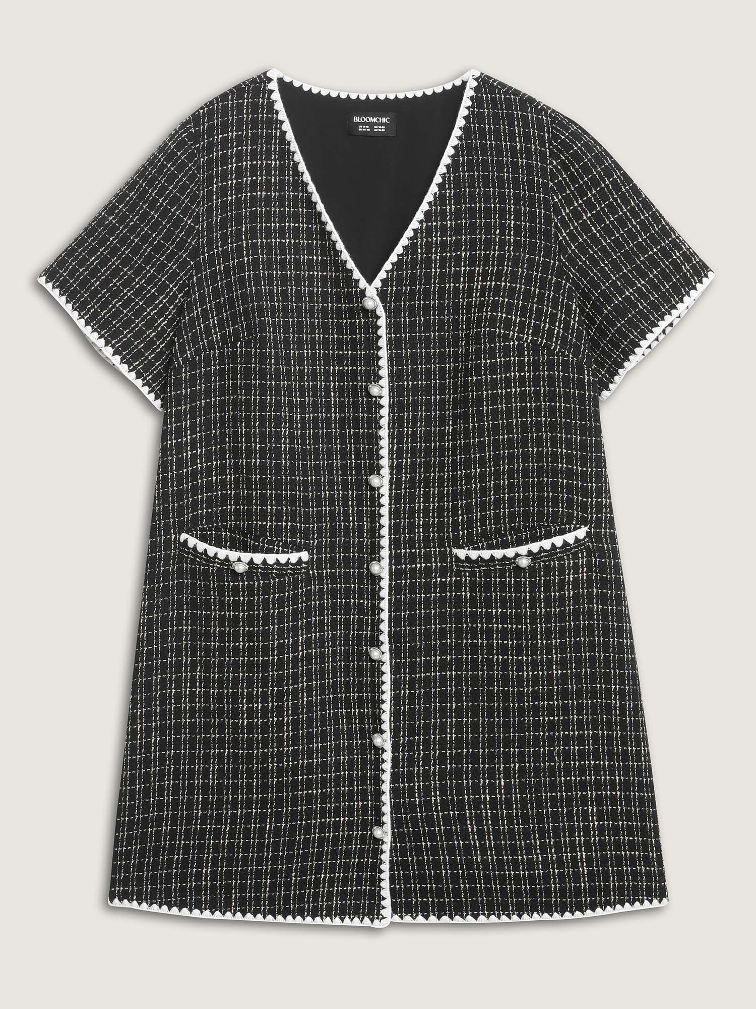 Tweed Print Contrast Hem Knee-Length Dress - Image 7