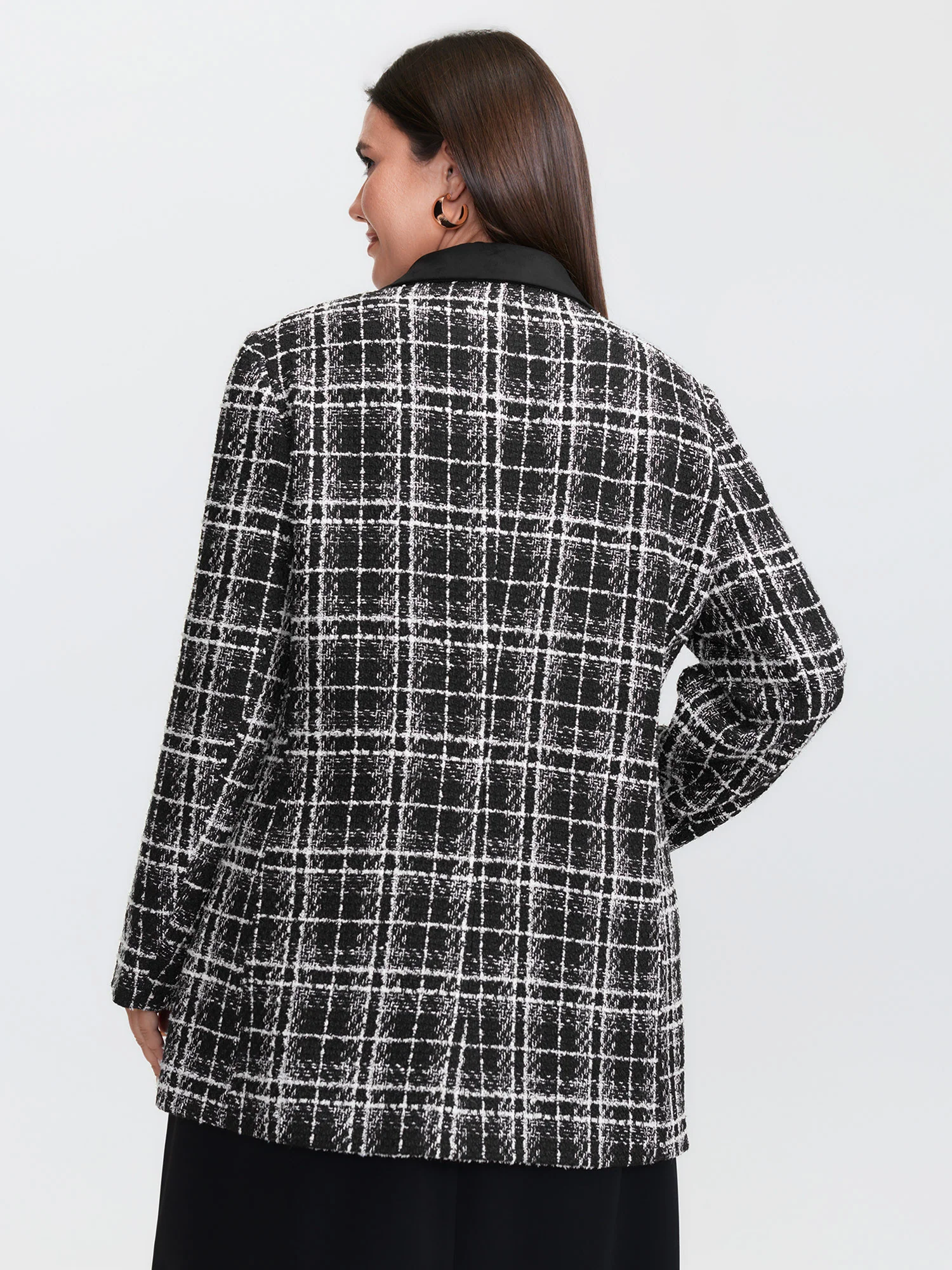 Tweed Print Lined Double Breasted Blazer - Image 5