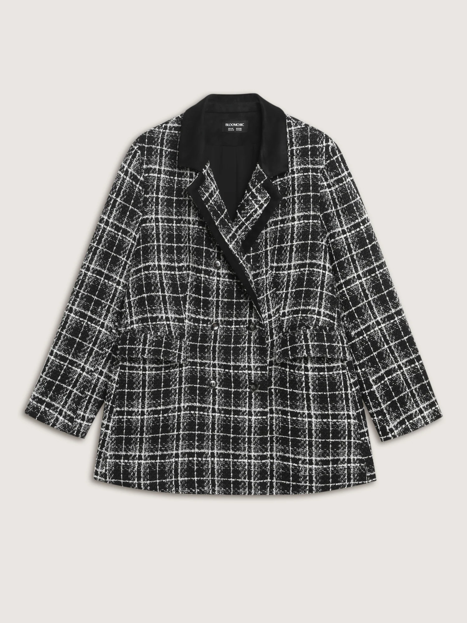 Tweed Print Lined Double Breasted Blazer - Image 8