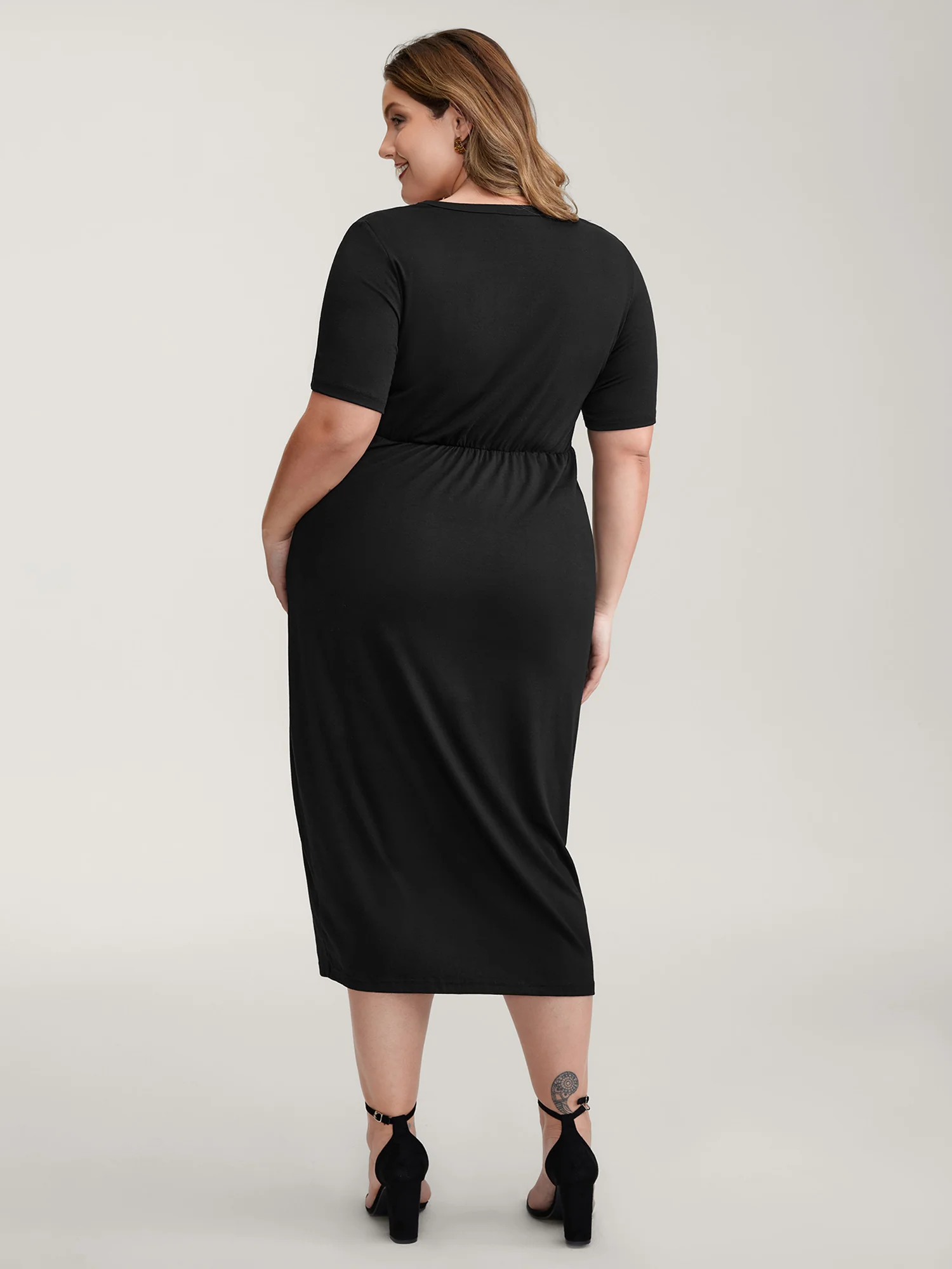 Twist Front Button Slit Midi Dress - Image 4
