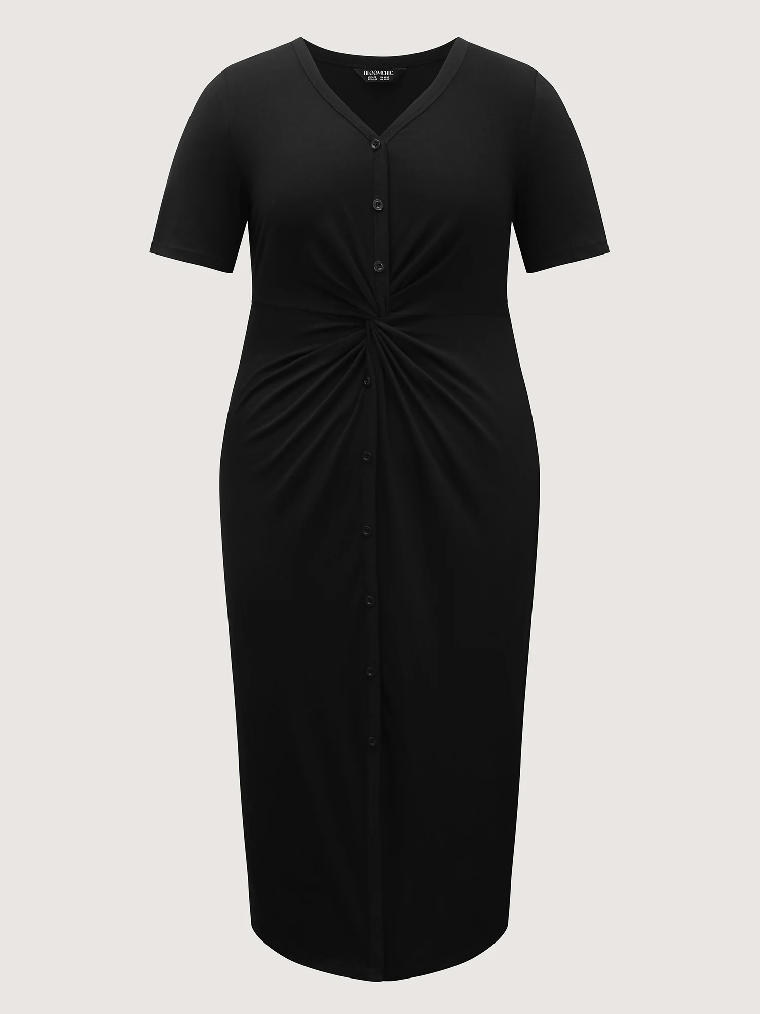 Twist Front Button Slit Midi Dress - Image 7