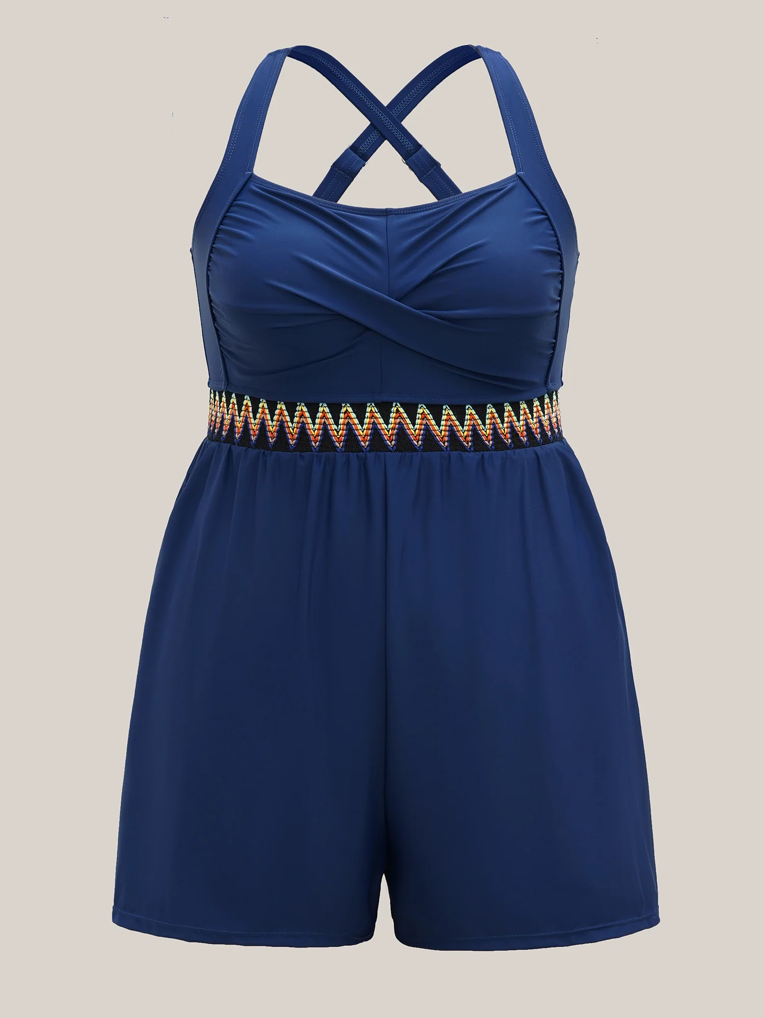 Twist-Front Contrast Webbed One-Piece Swimsuit - Image 5