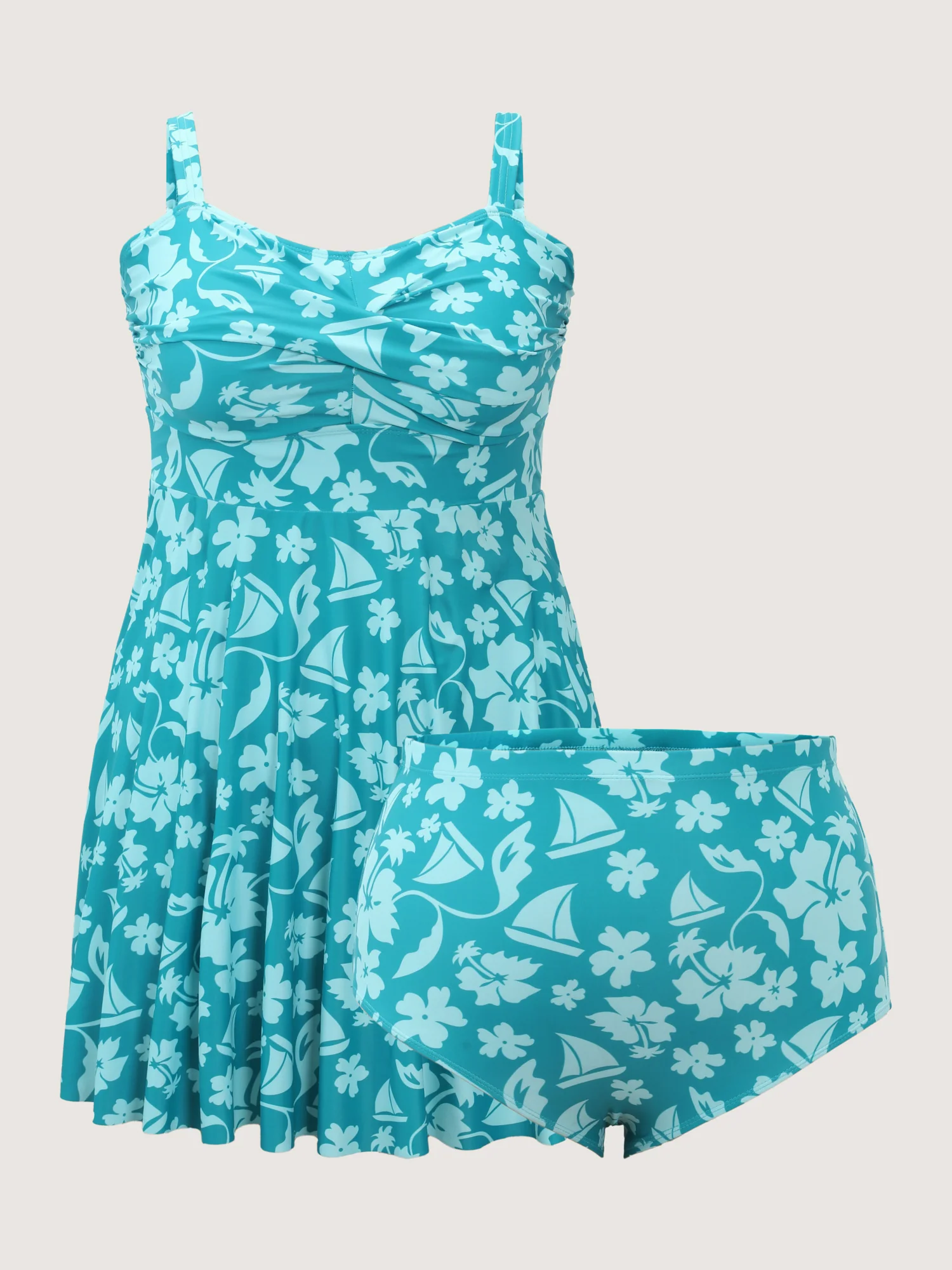 Twist-Front Floral Print Swim Dress - Image 10