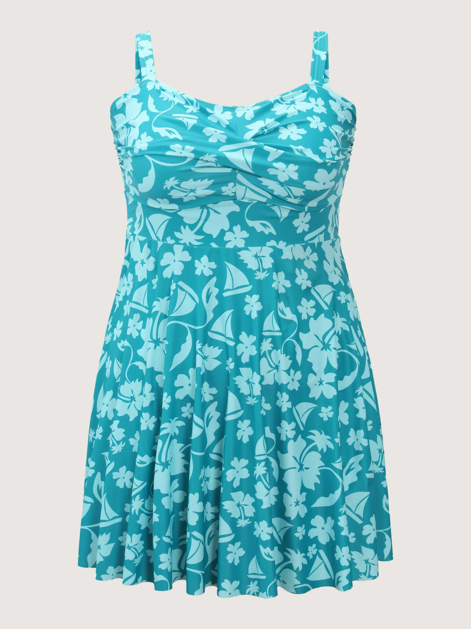 Twist-Front Floral Print Swim Dress - Image 9